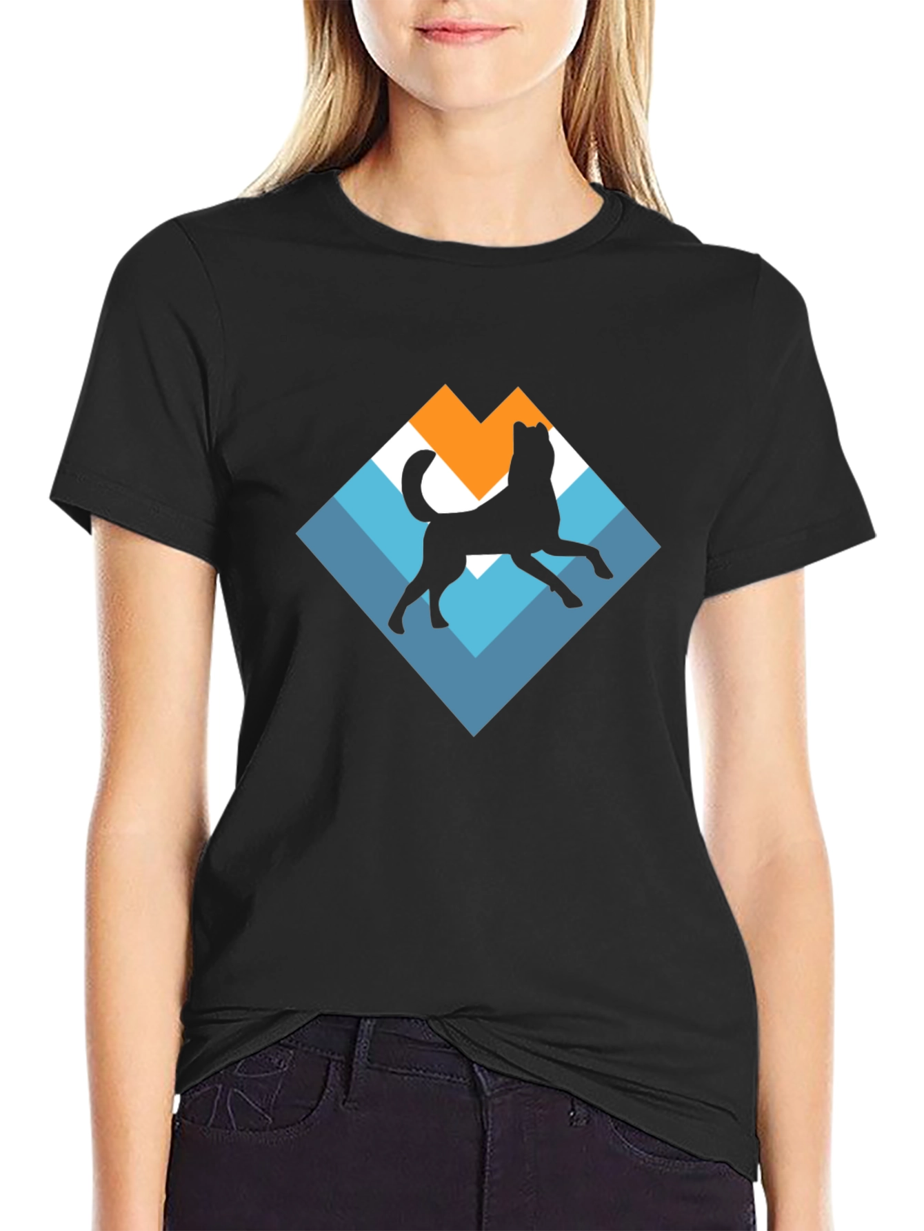 Dog Silhouette Graphic Tee - Black