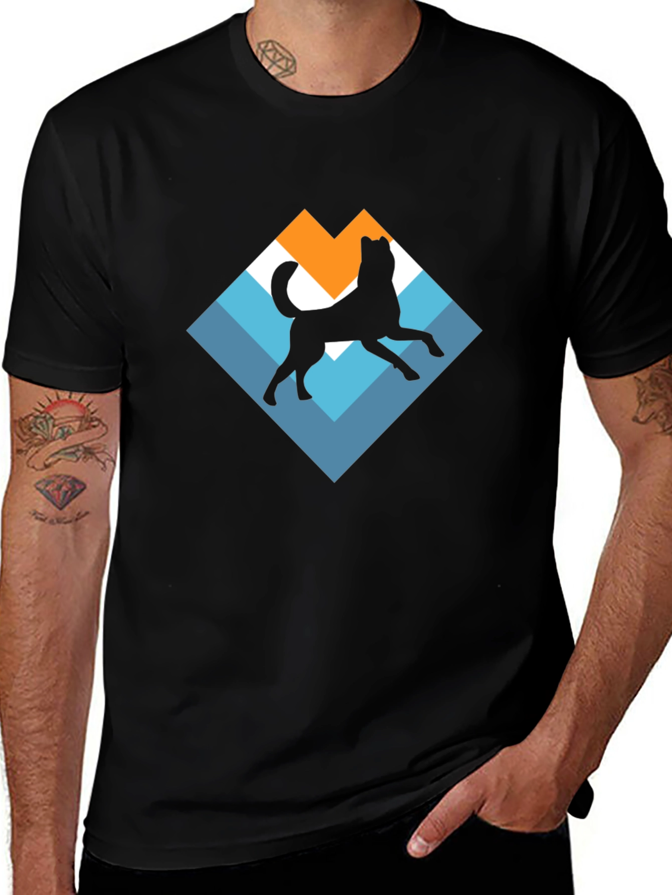 Dog Silhouette Graphic Tee - Black