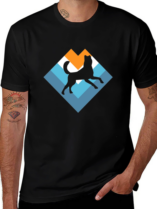 Dog Silhouette Graphic Tee - Black