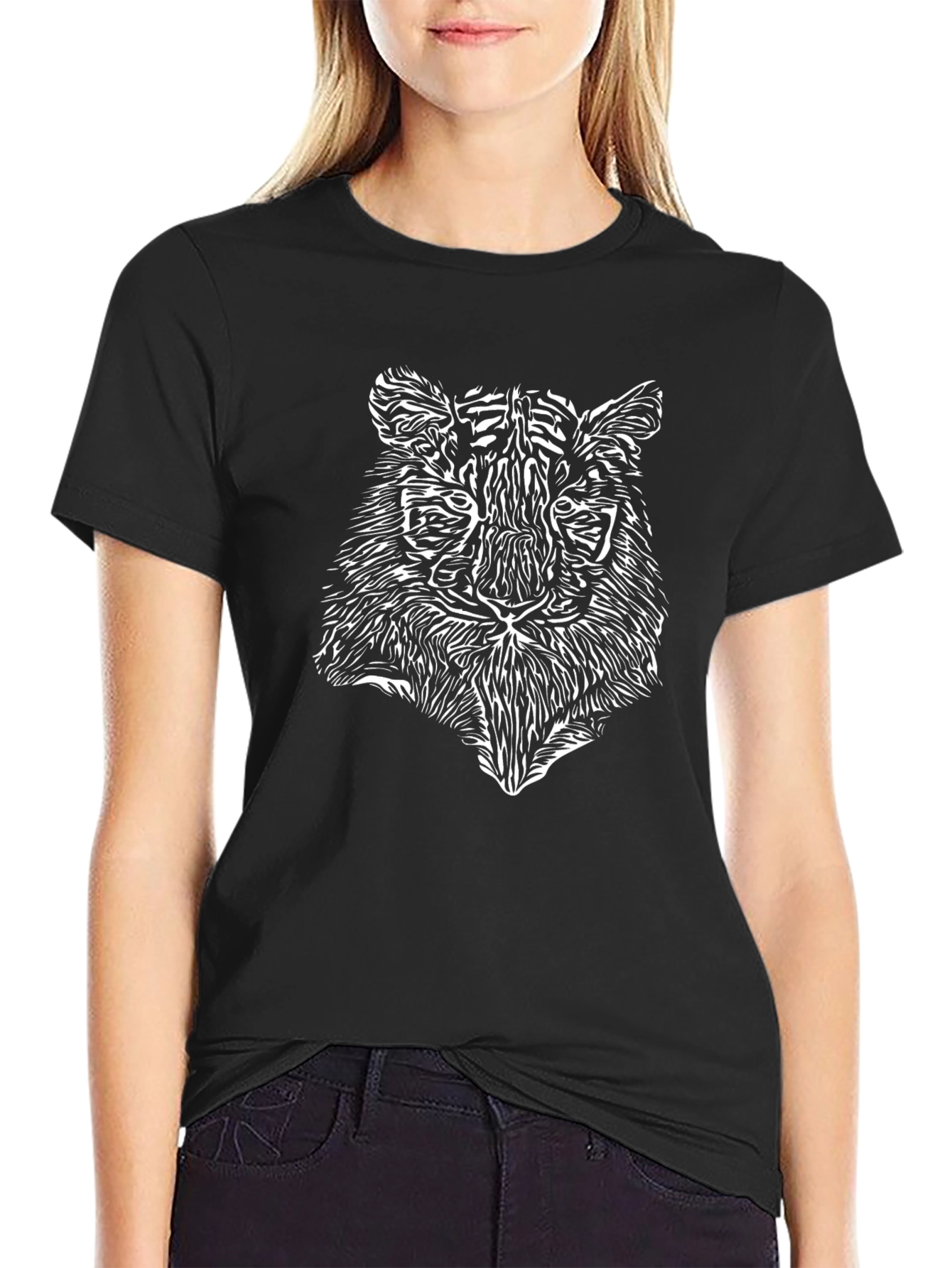 Tiger Graphic Print Black T-Shirt
