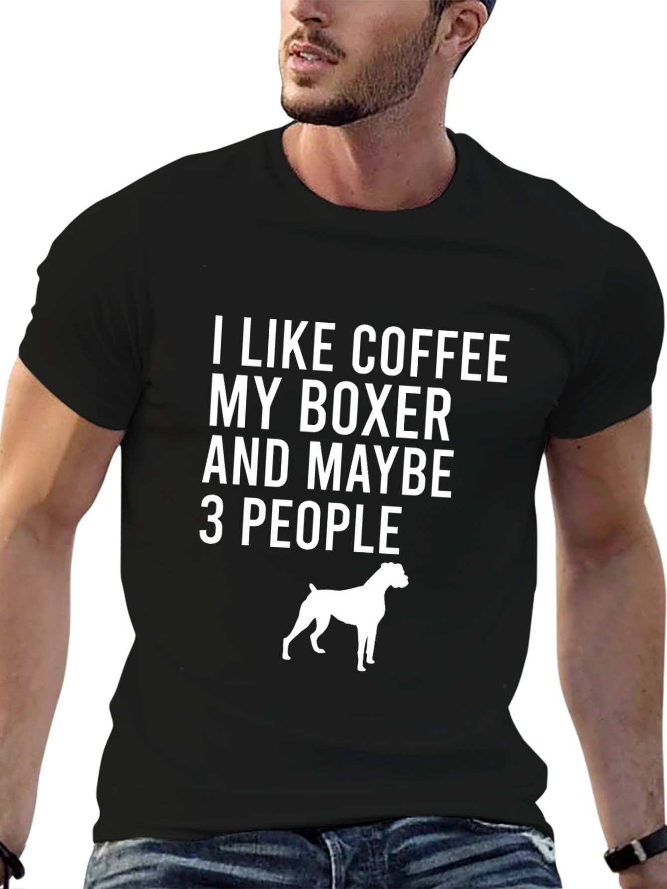Coffee Boxer 3 People Black T-Shirt