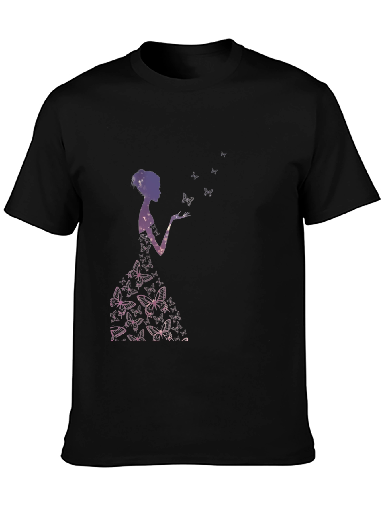 Butterfly Silhouette Graphic Black T-Shirt