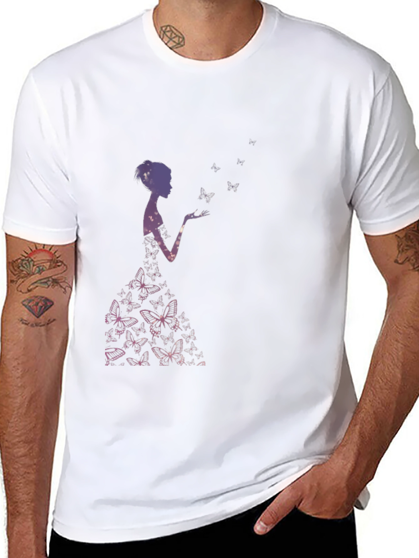 Butterfly Silhouette Graphic Black T-Shirt