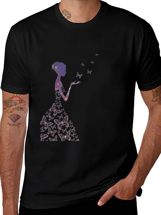 Butterfly Silhouette Graphic Black T-Shirt