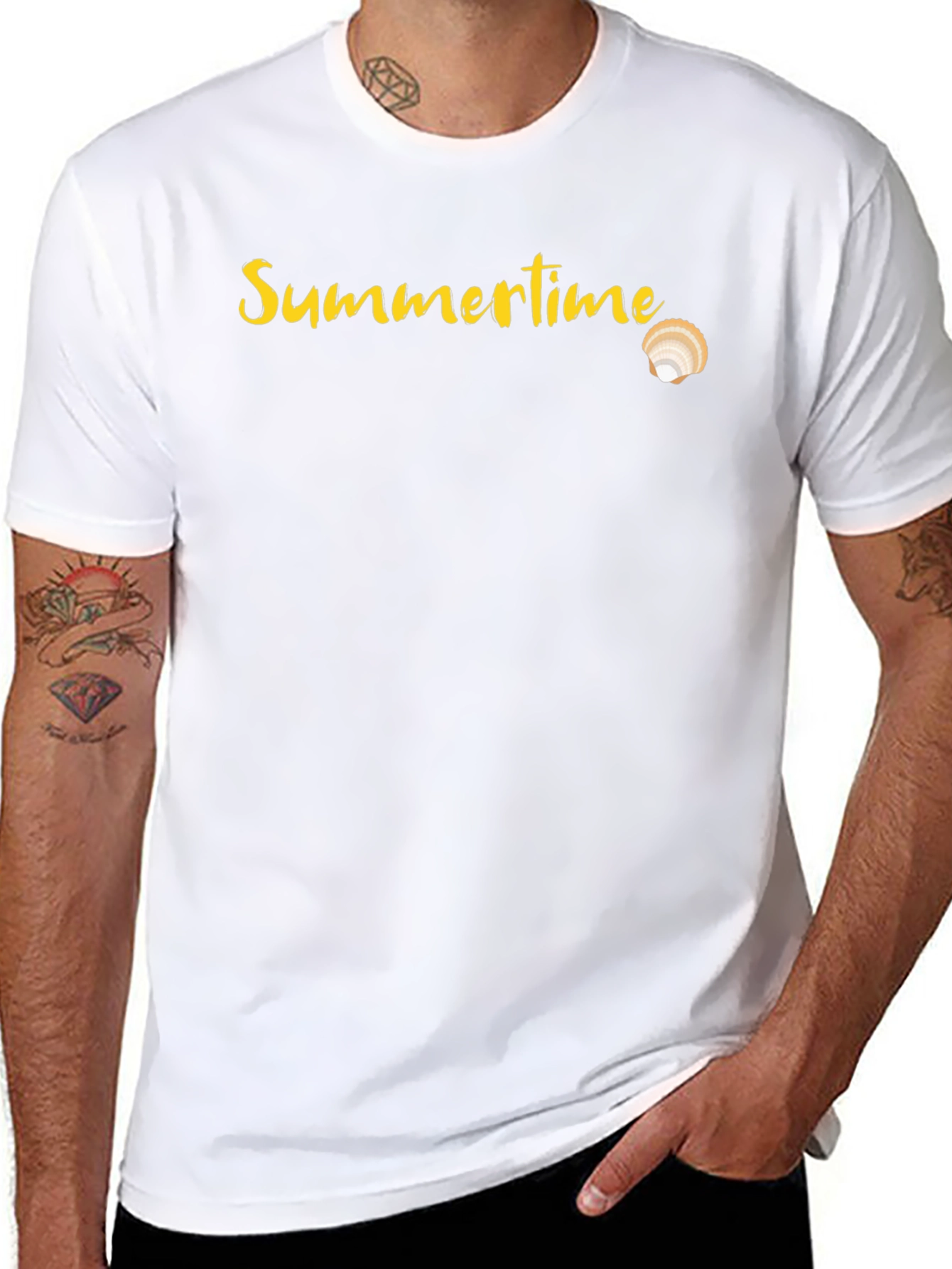 Summertime Shell Graphic Tee - Casual Black T-Shirt