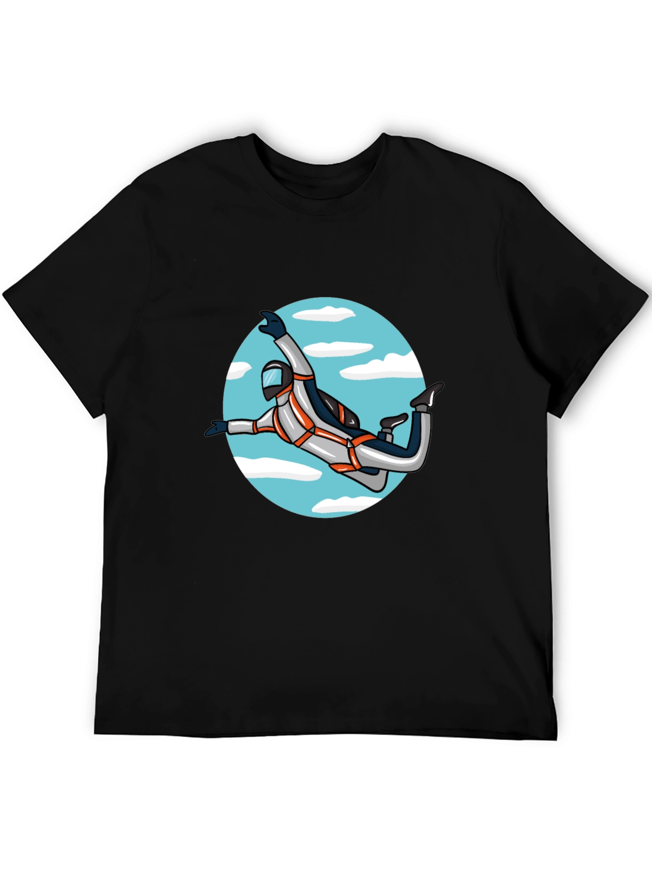 Skydiver Graphic Tee - Black Crew Neck Shirt