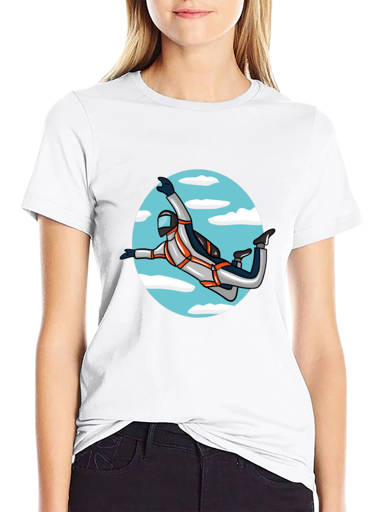 Skydiver Graphic Tee - Black Crew Neck Shirt