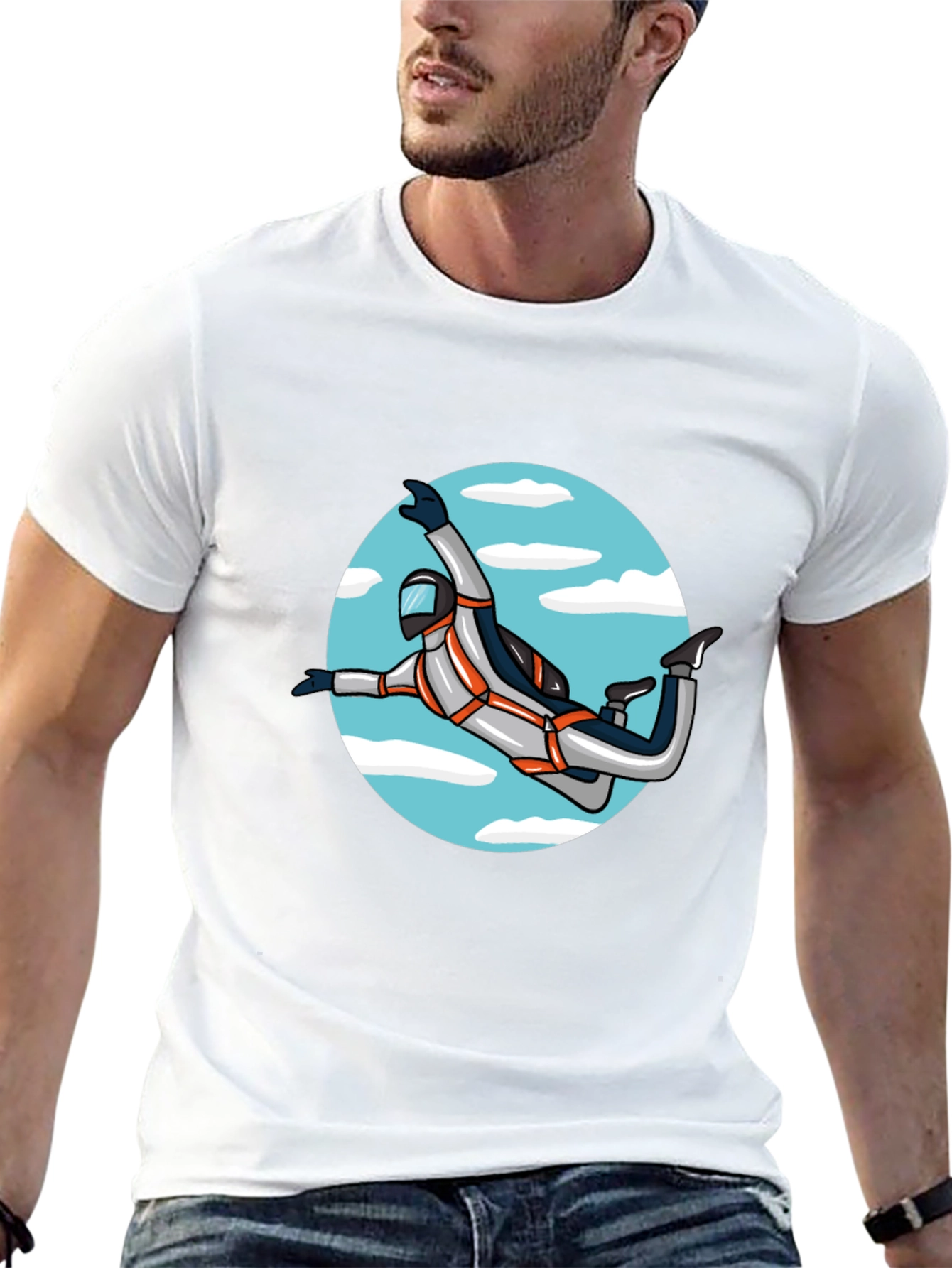Skydiver Graphic Tee - Black Crew Neck Shirt