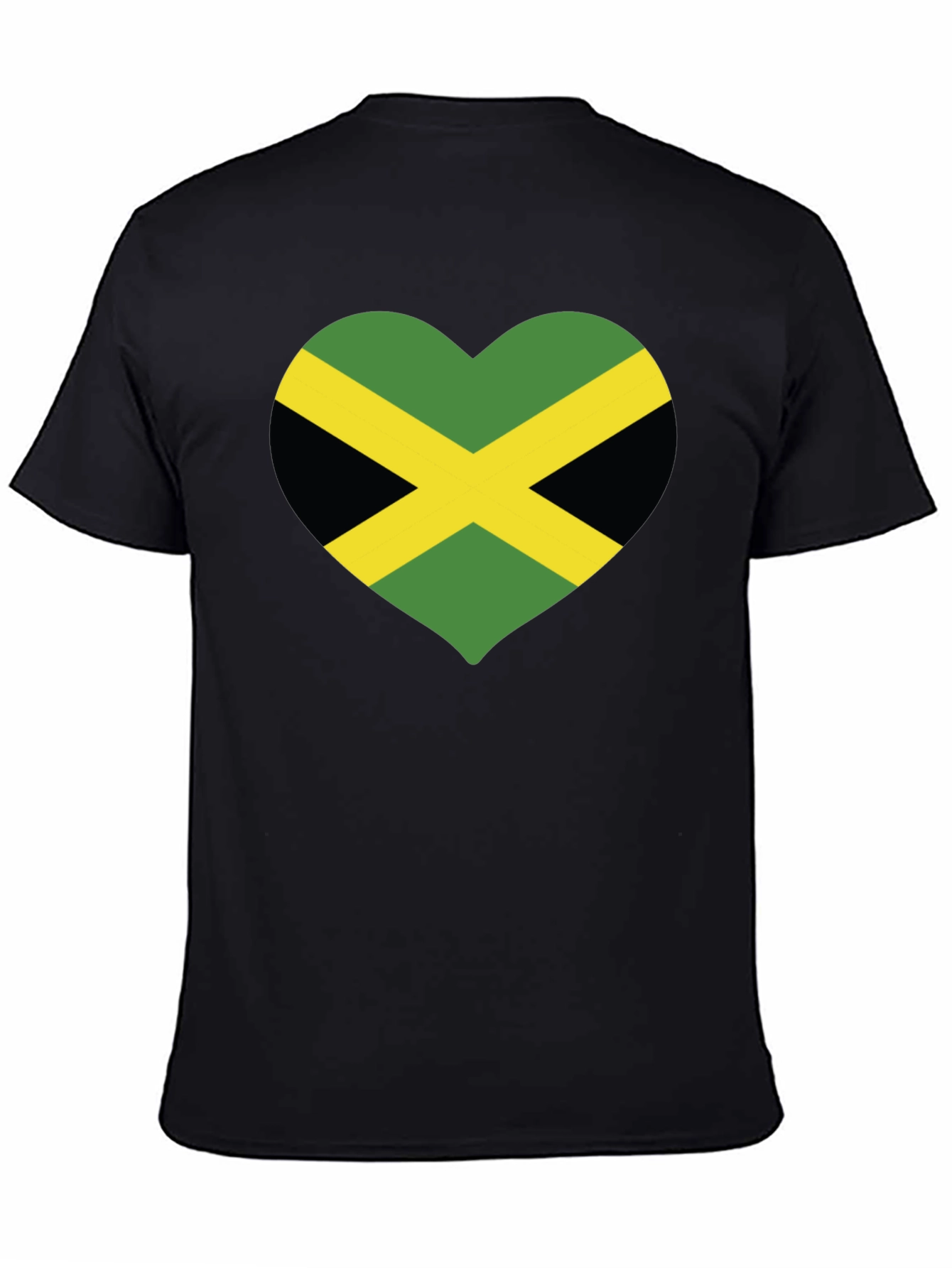 Jamaica Flag Heart T-Shirt - Black