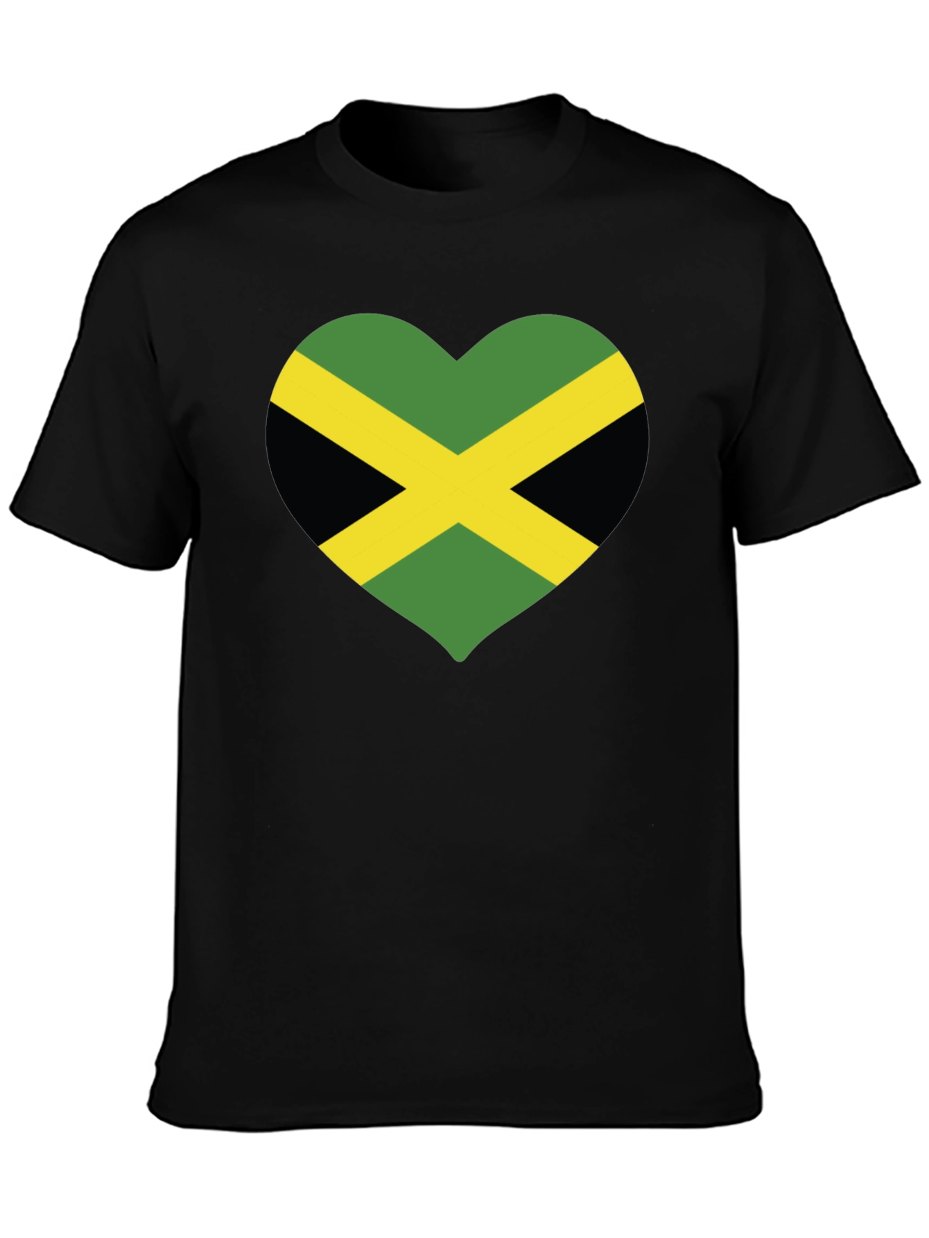 Jamaica Flag Heart T-Shirt - Black