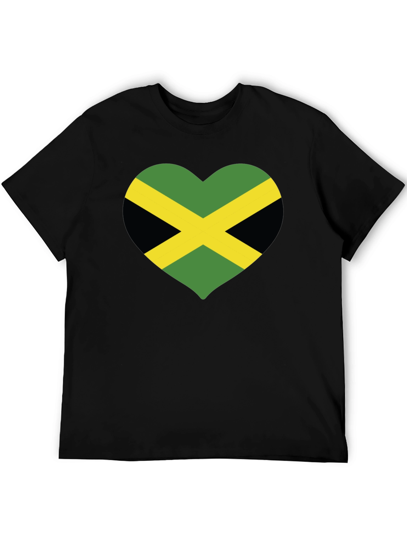 Jamaica Flag Heart T-Shirt - Black
