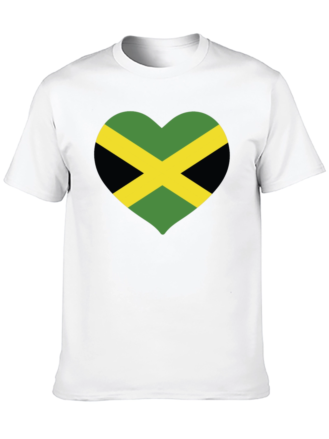 Jamaica Flag Heart T-Shirt - Black