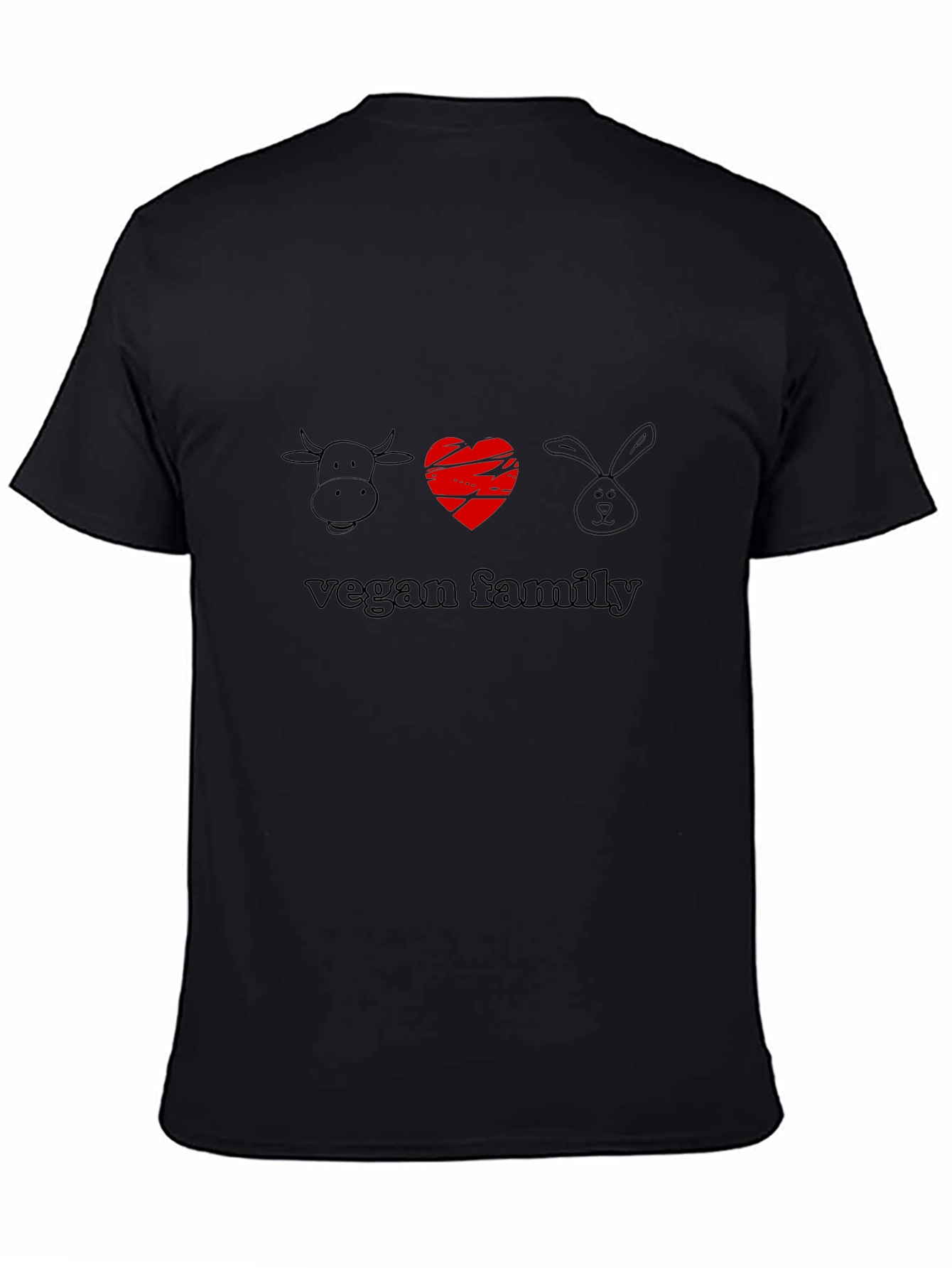 Vegan Family Graphic Tee - Soft Black Cotton
