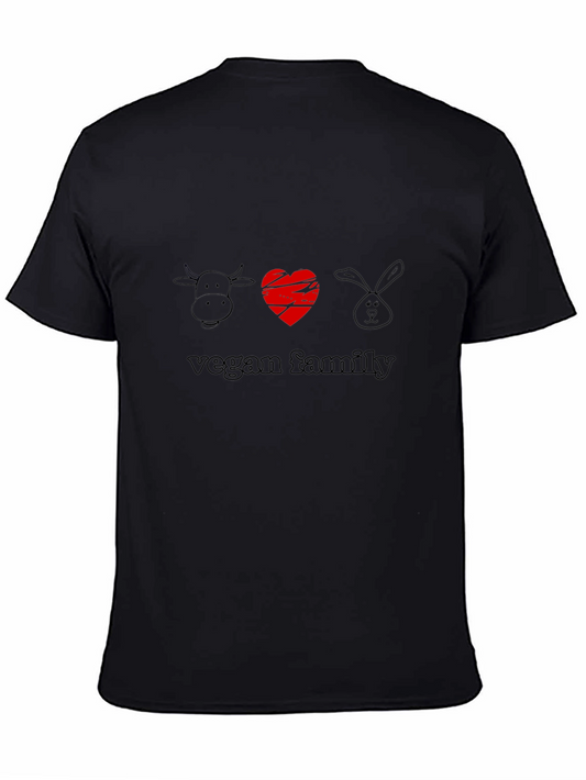 Vegan Family Graphic Tee - Soft Black Cotton