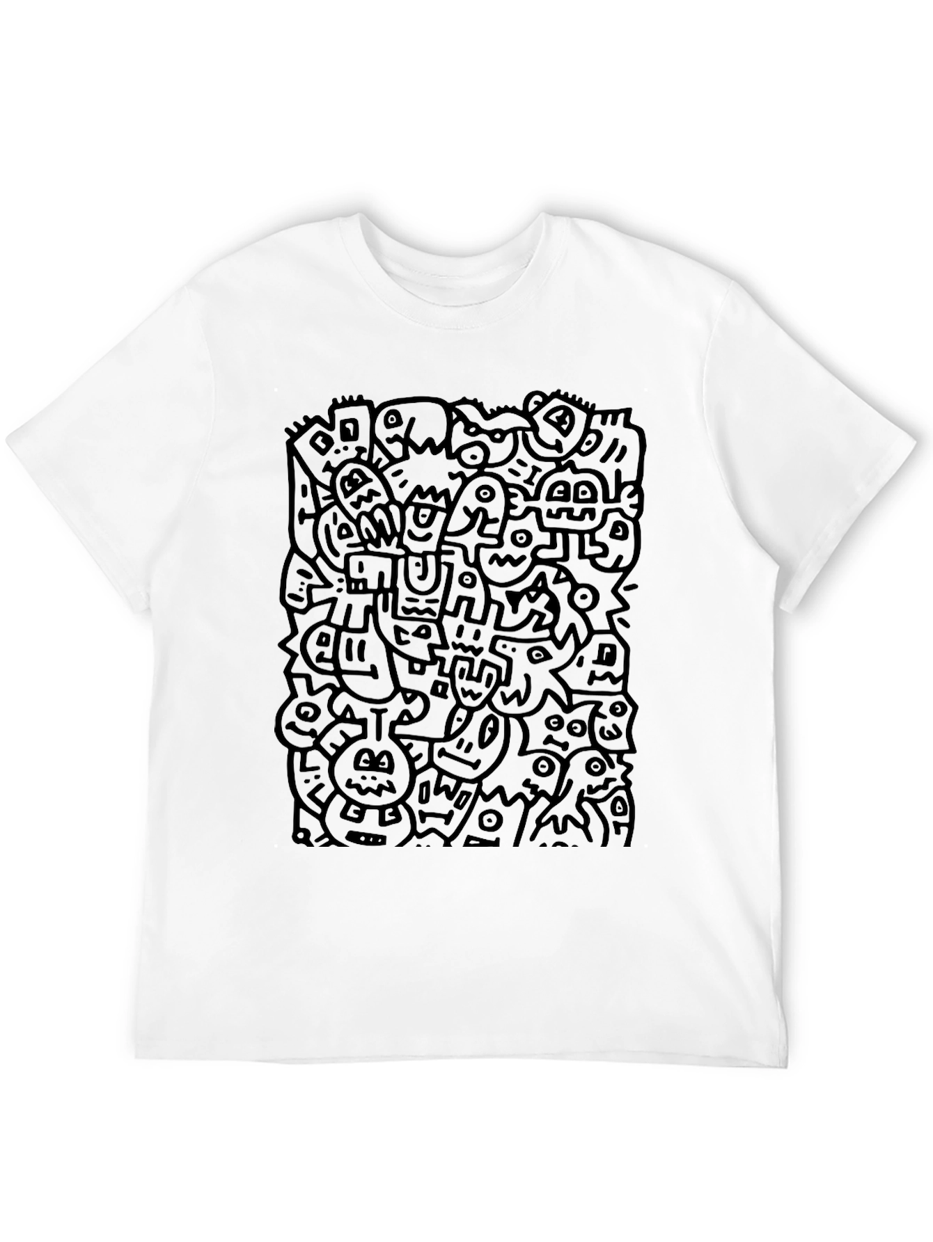 Doodle Art Black T-Shirt - Modern Graphic Tee
