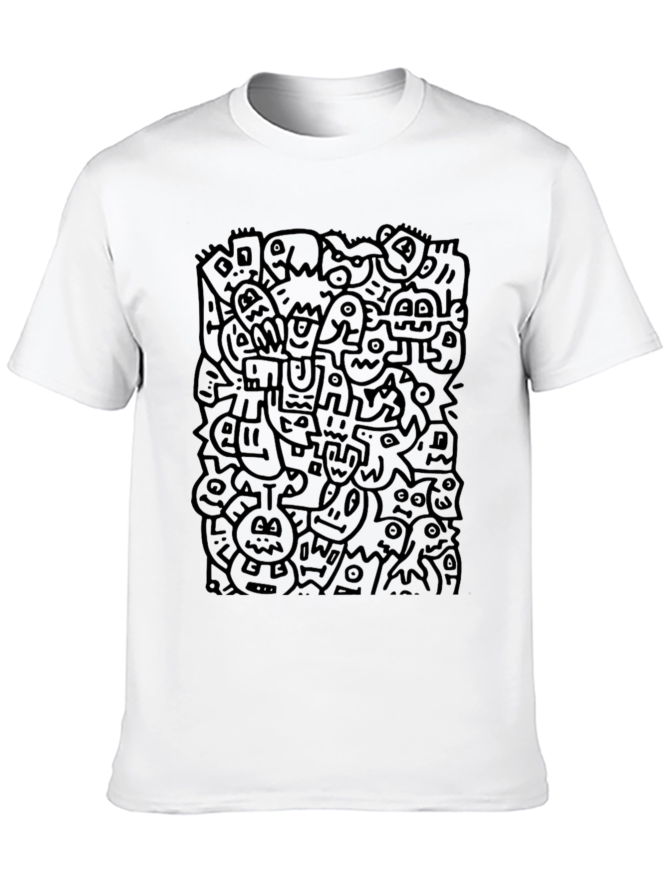 Doodle Art Black T-Shirt - Modern Graphic Tee