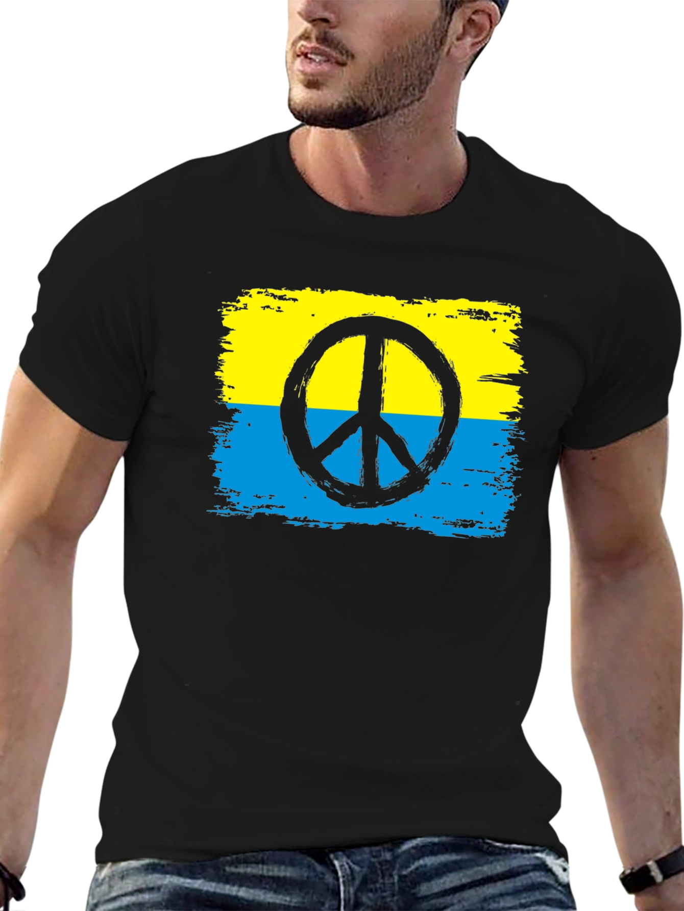 Ukraine Peace Sign T-Shirt - Black