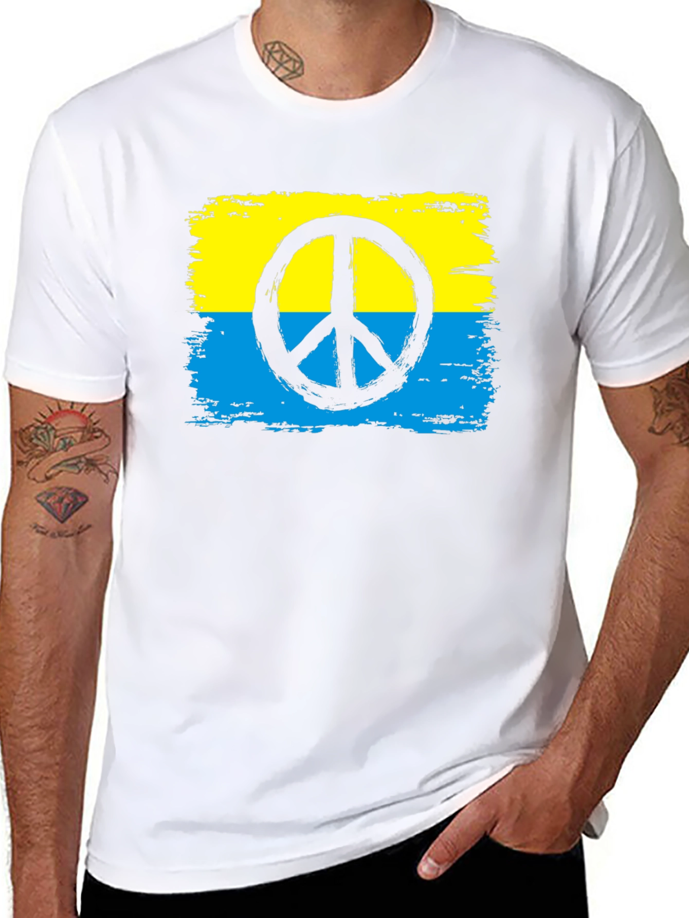 Ukraine Peace Sign T-Shirt - Black
