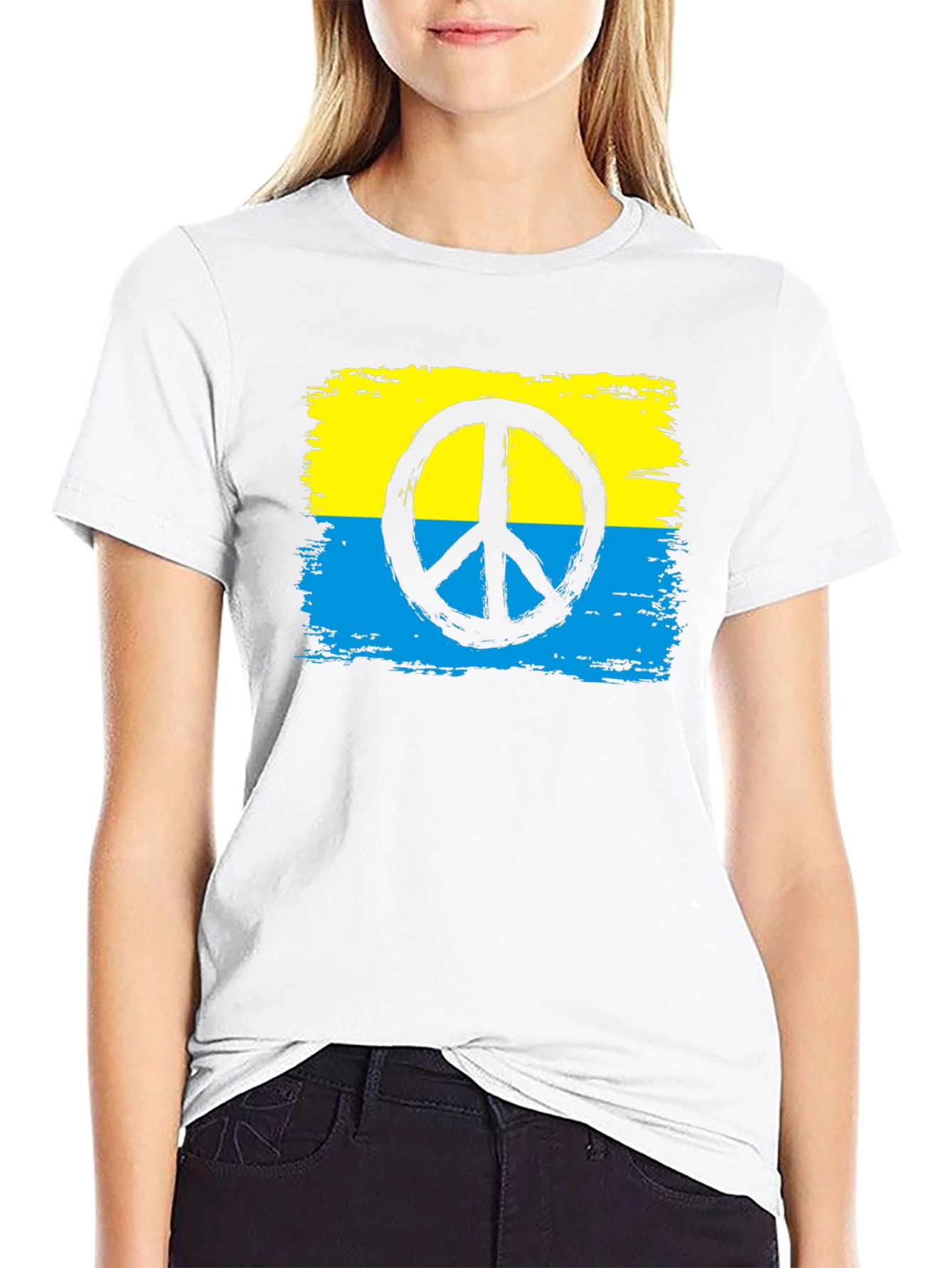 Ukraine Peace Sign T-Shirt - Black