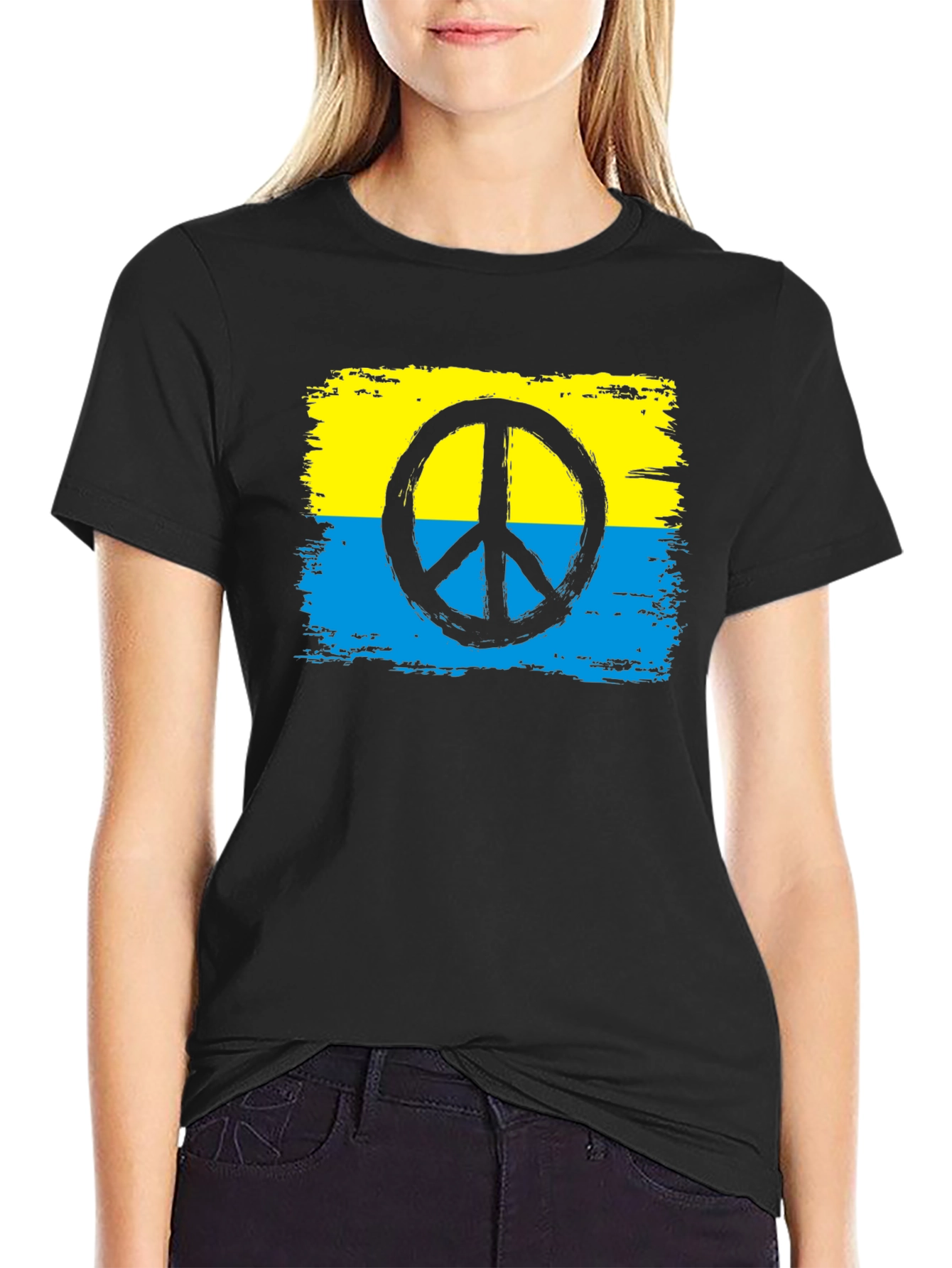 Ukraine Peace Sign T-Shirt - Black