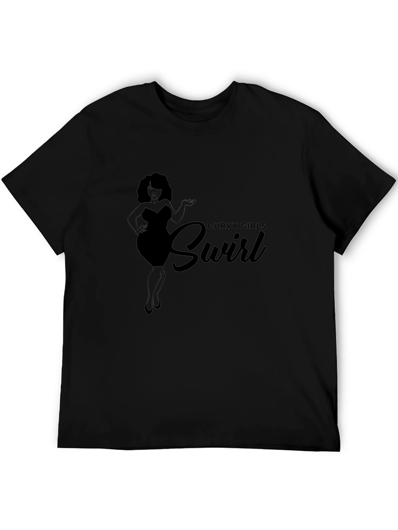 Curvy Girls Swirl Black Graphic Tee Shirt