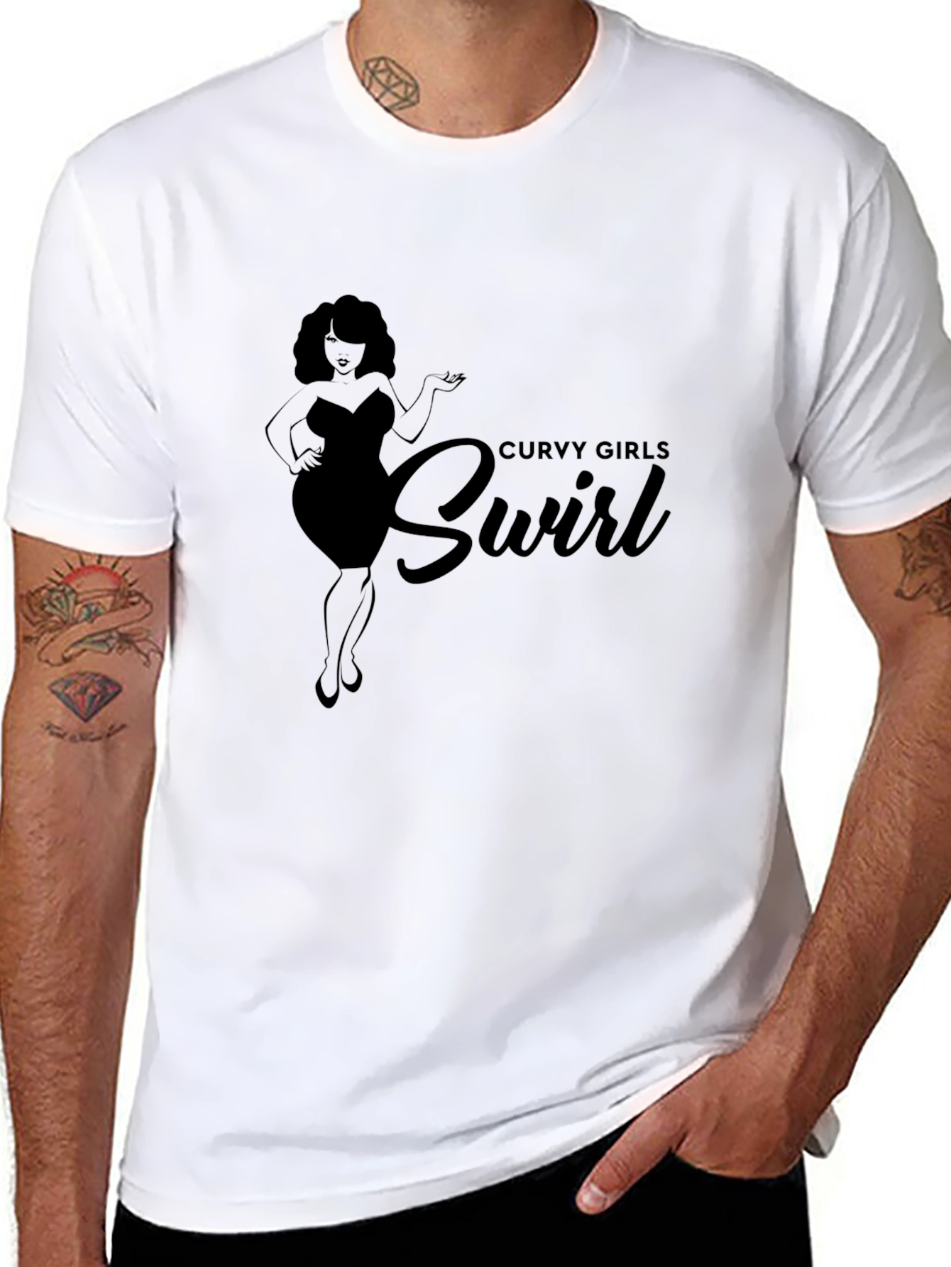 Curvy Girls Swirl Black Graphic Tee Shirt