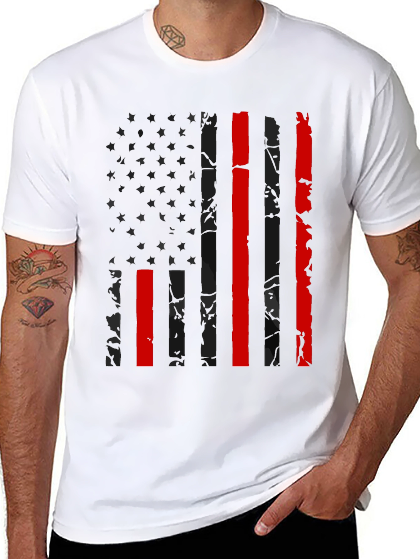American Flag Thin Red Line Graphic Tee