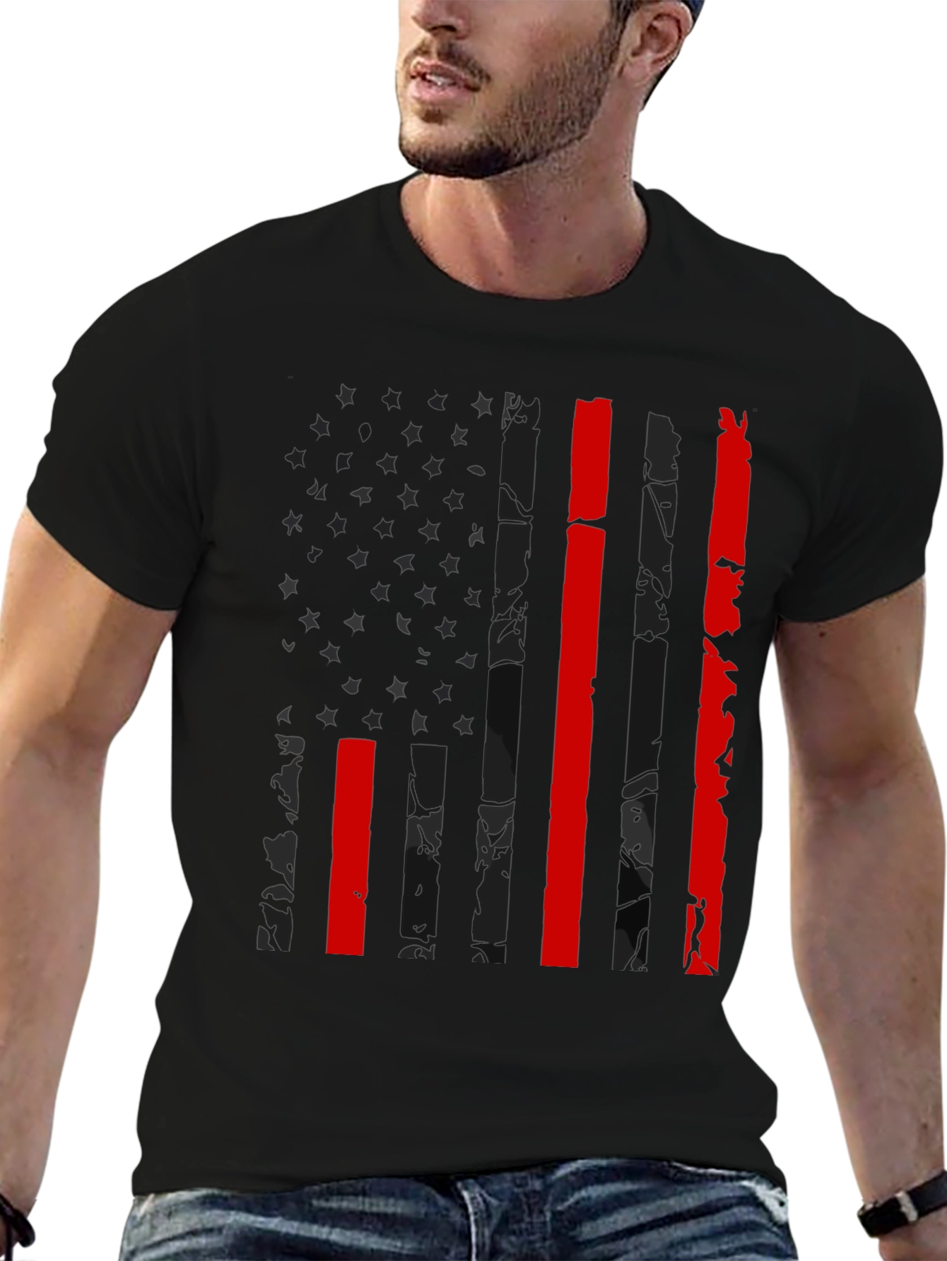 American Flag Thin Red Line Graphic Tee