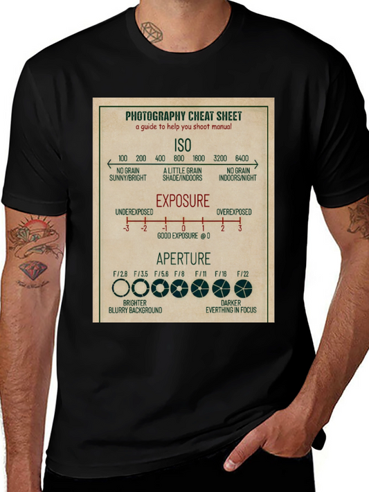 Photography Cheat Sheet T-Shirt - Camera Settings Guide Tee