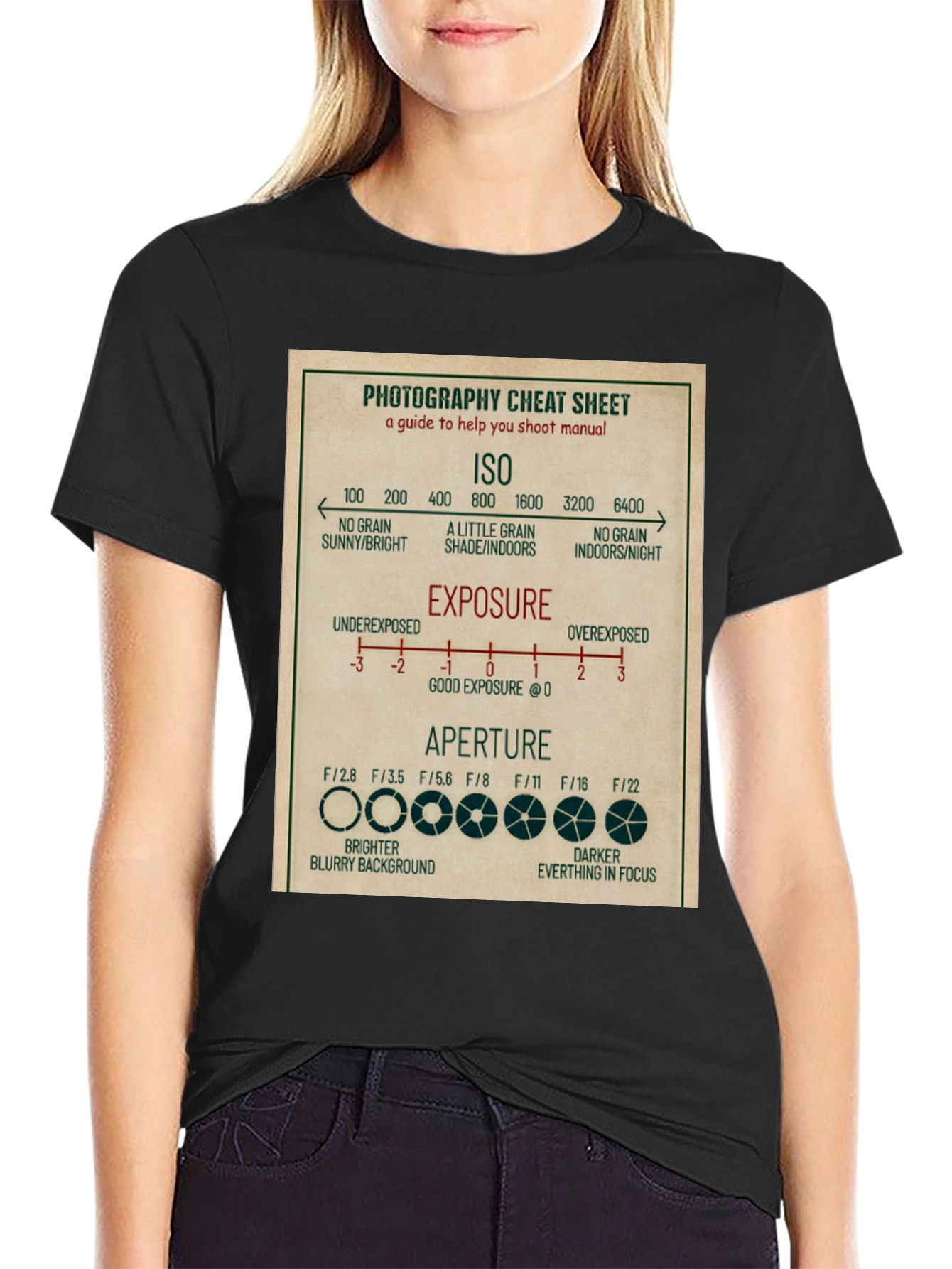 Photography Cheat Sheet T-Shirt - Camera Settings Guide Tee