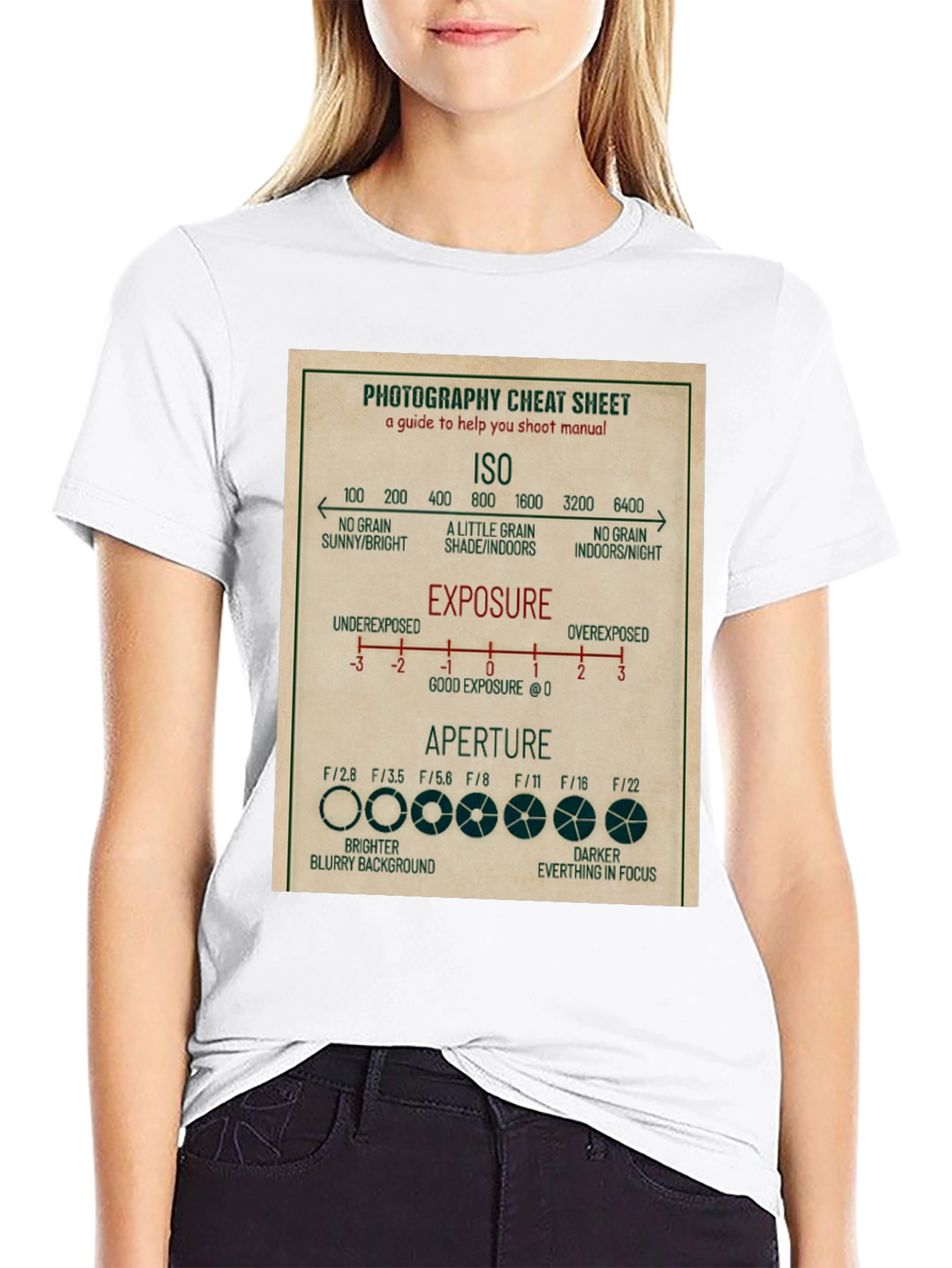 Photography Cheat Sheet T-Shirt - Camera Settings Guide Tee