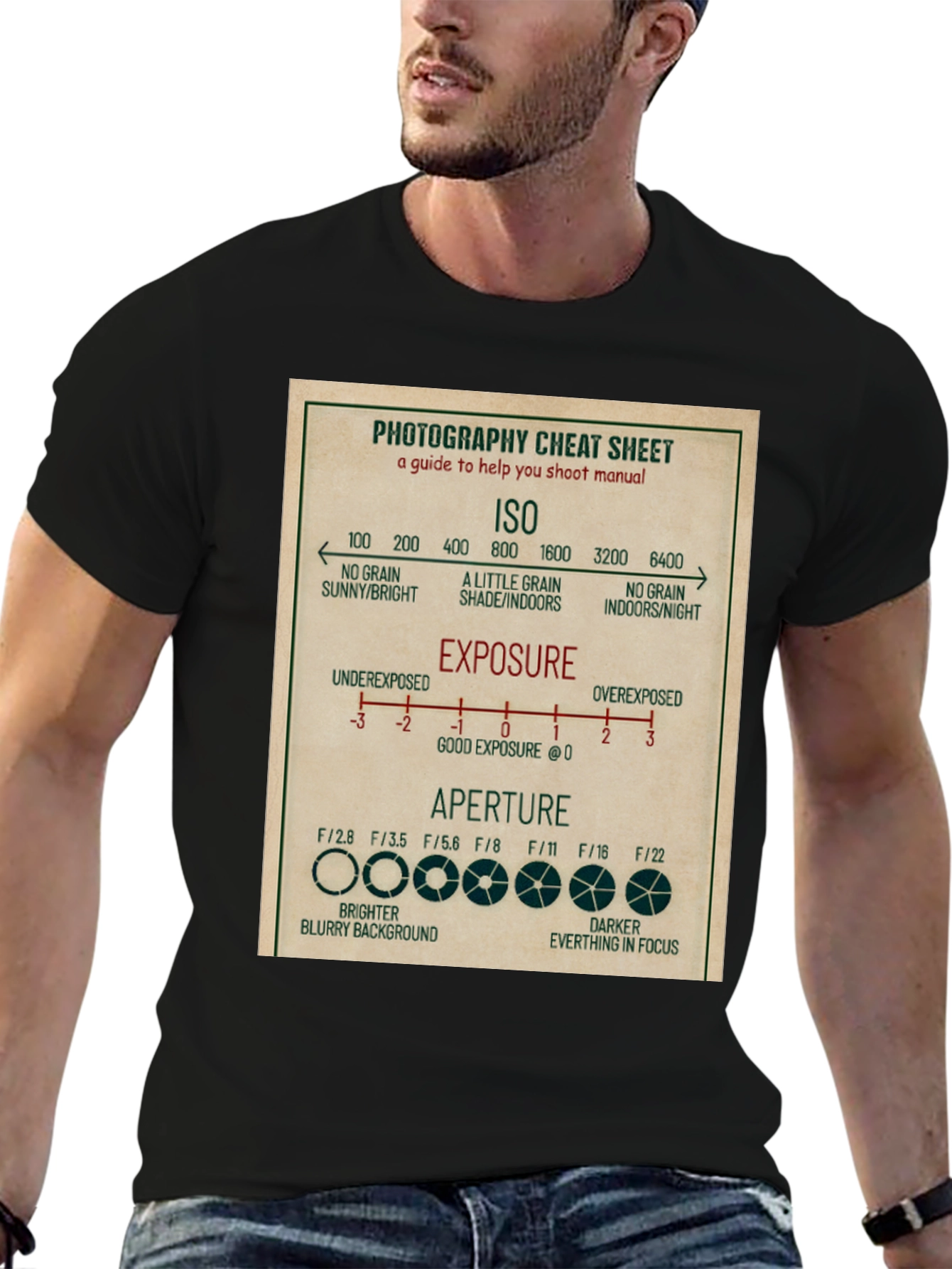 Photography Cheat Sheet T-Shirt - Camera Settings Guide Tee