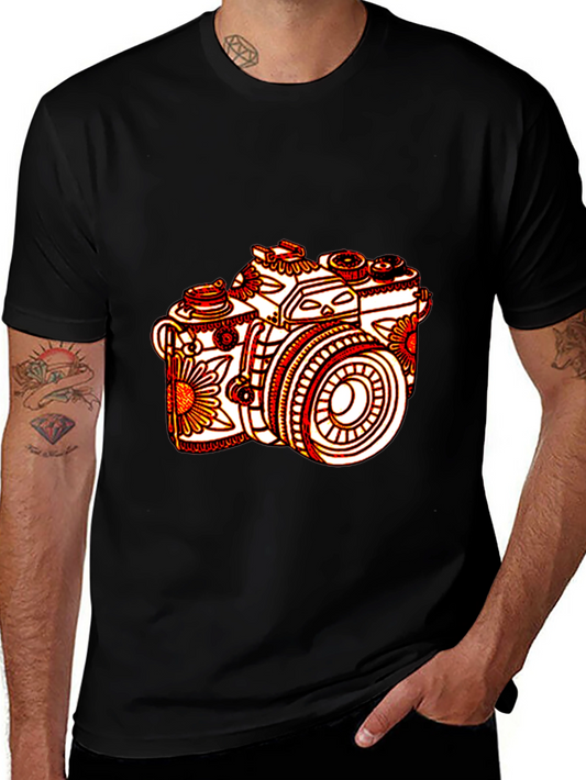 Floral Camera Graphic Tee - Unique Design
