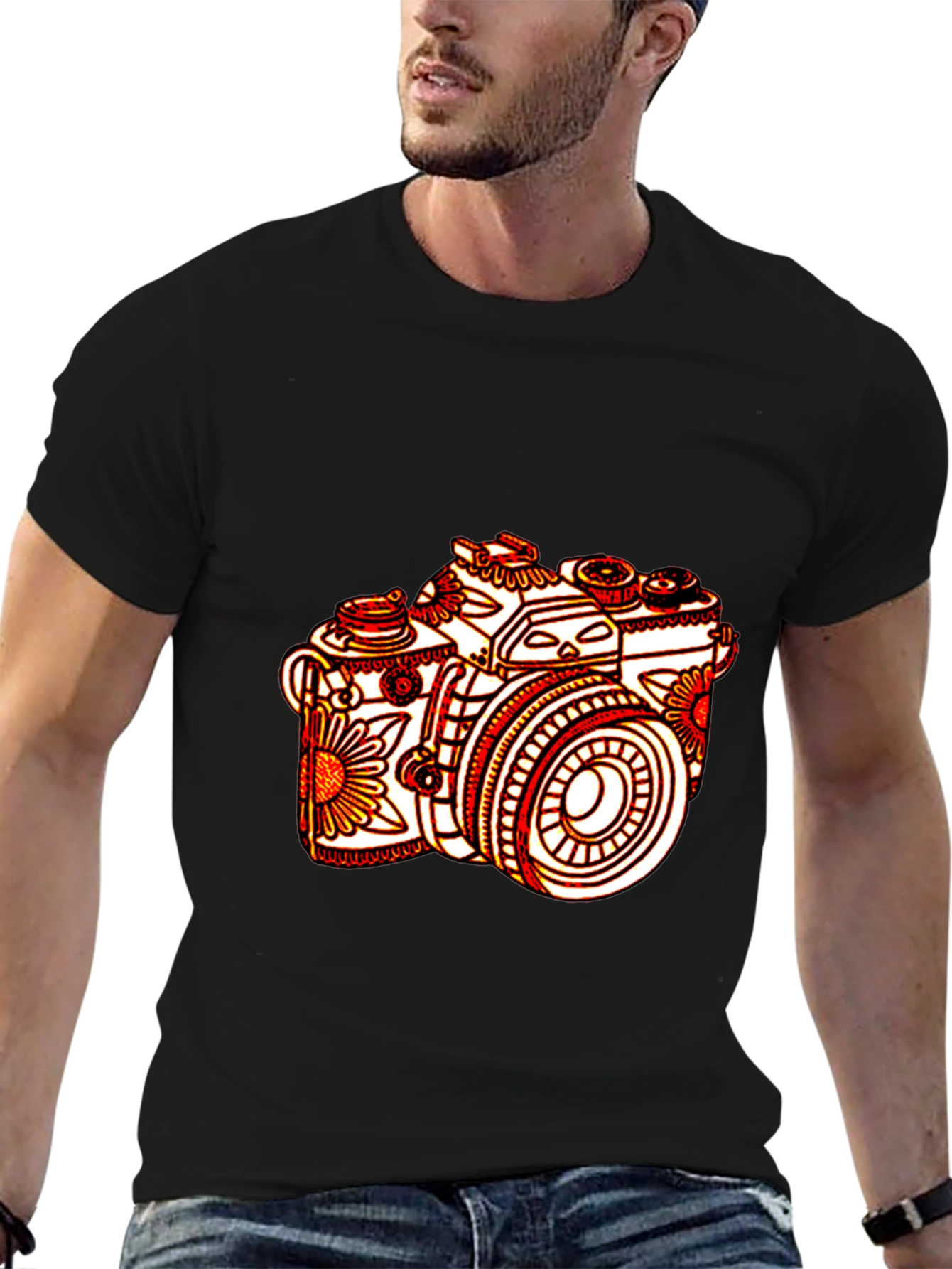 Floral Camera Graphic Tee - Unique Design