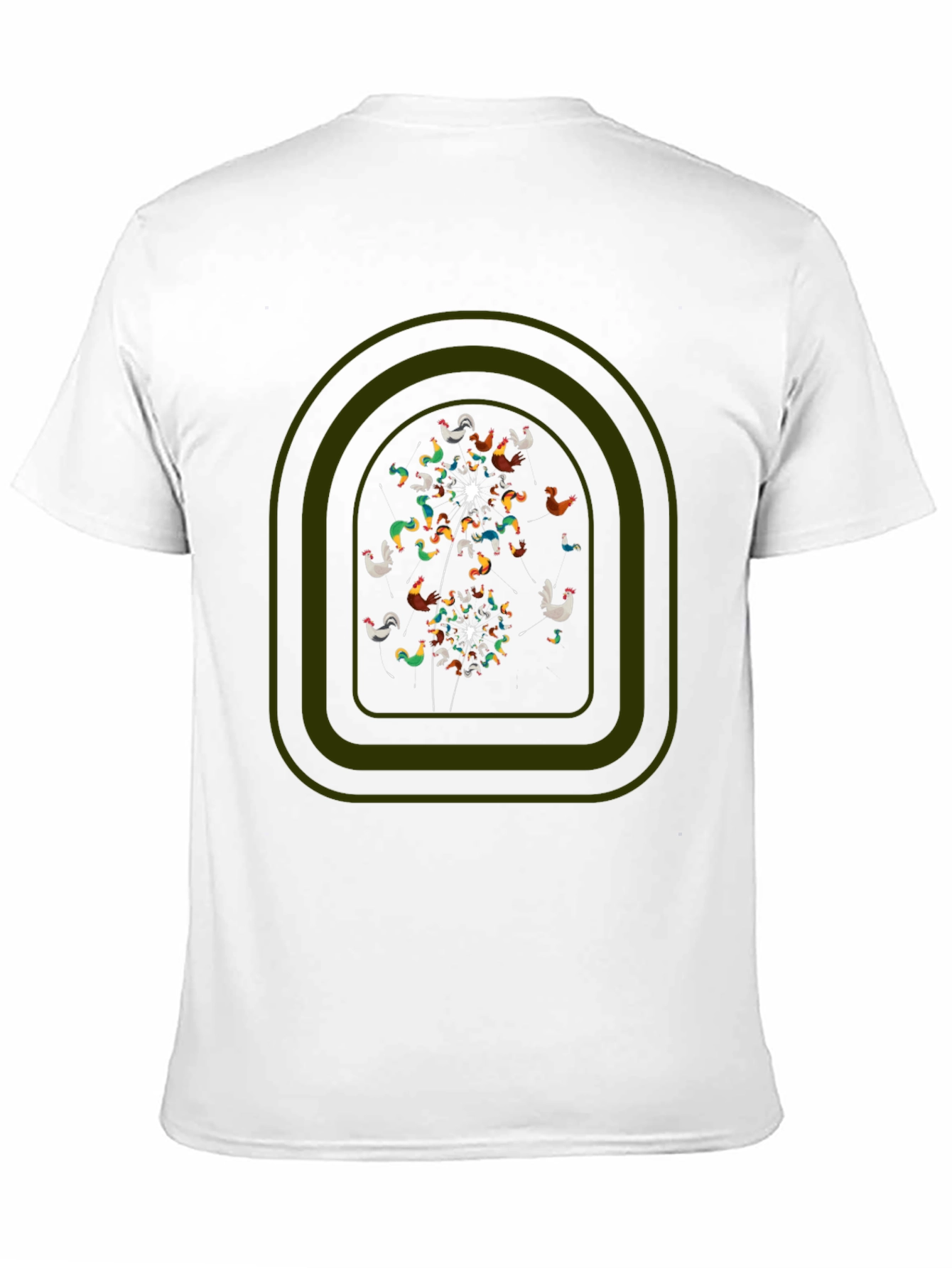Whimsical Chicken Dandelion Graphic Tee - Black