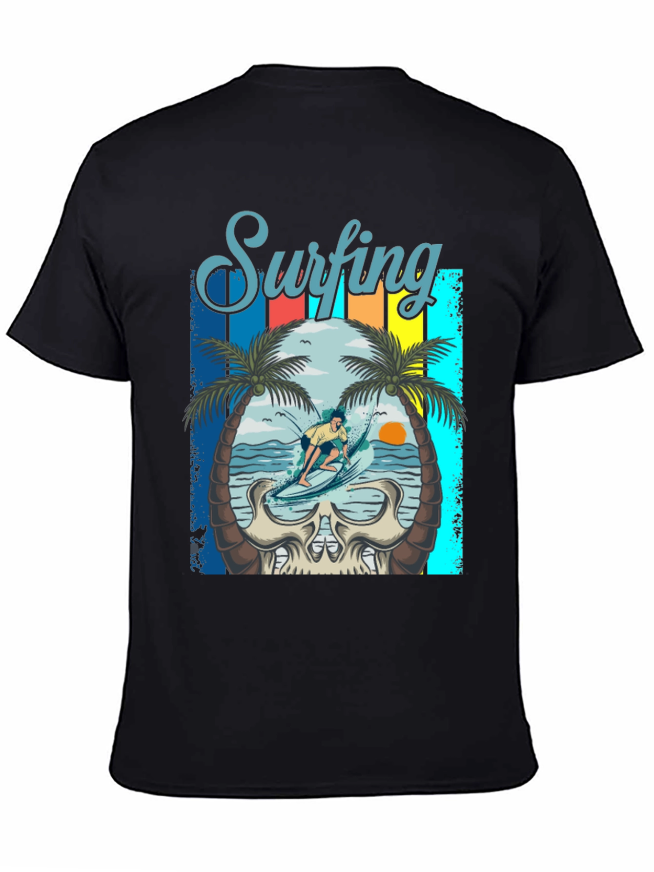 Surfing Skull Graphic Tee - Beach Vibes