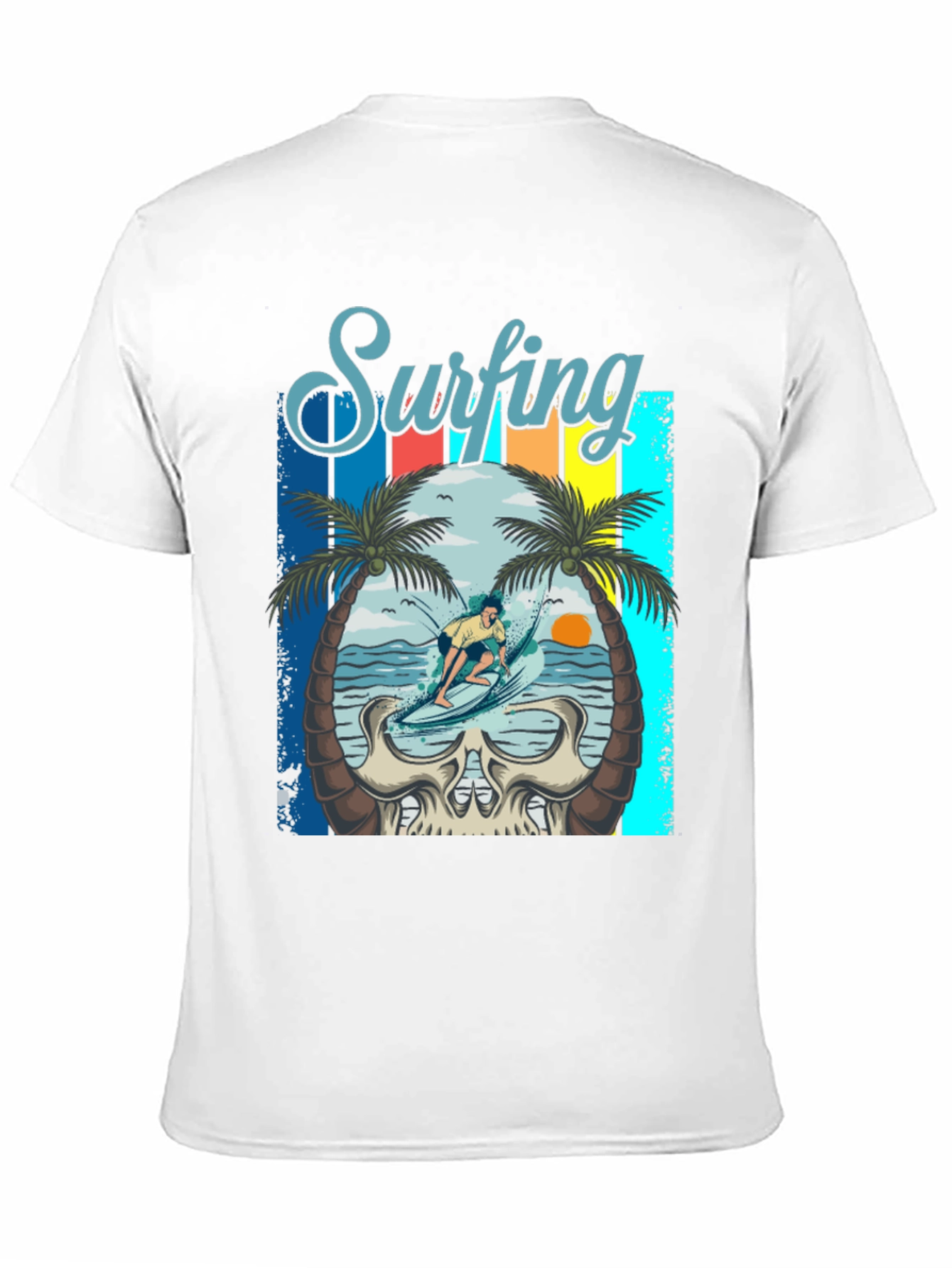 Surfing Skull Graphic Tee - Beach Vibes