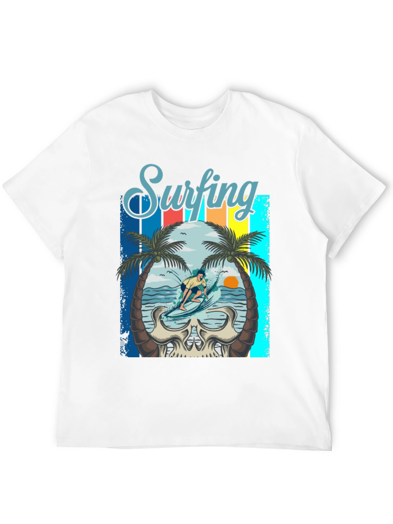 Surfing Skull Graphic Tee - Beach Vibes