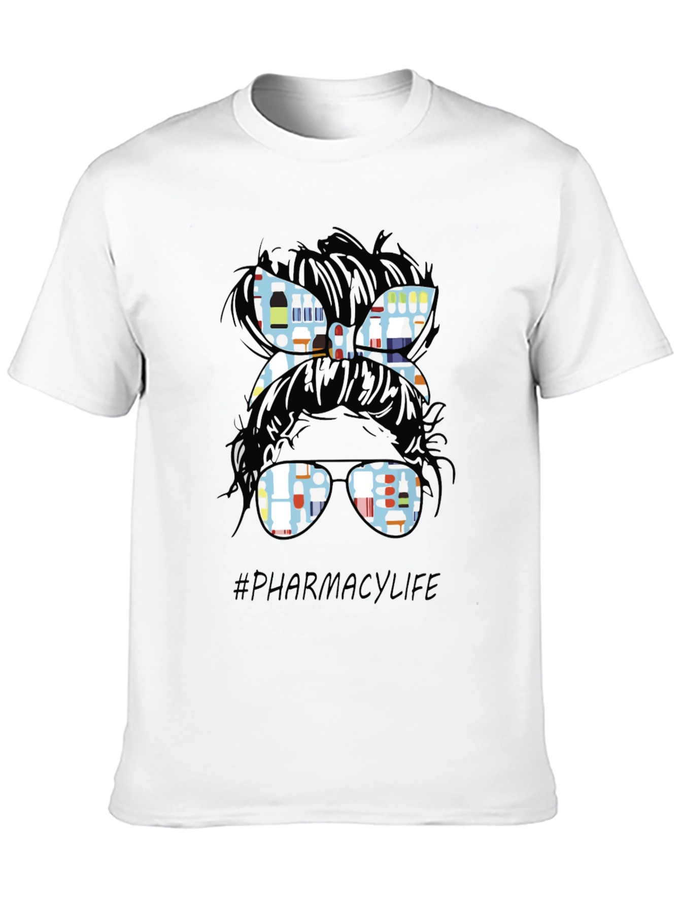 Pharmacy Life Messy Bun T-Shirt - Black