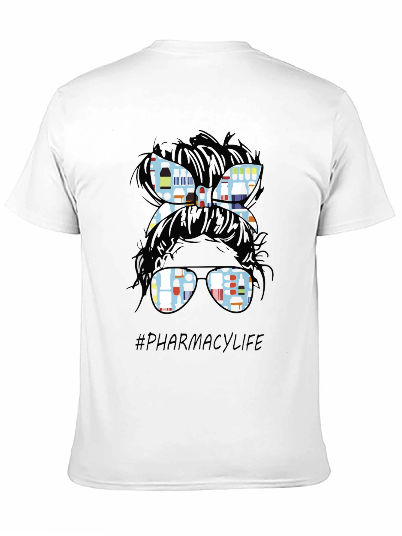 Pharmacy Life Messy Bun T-Shirt - Black