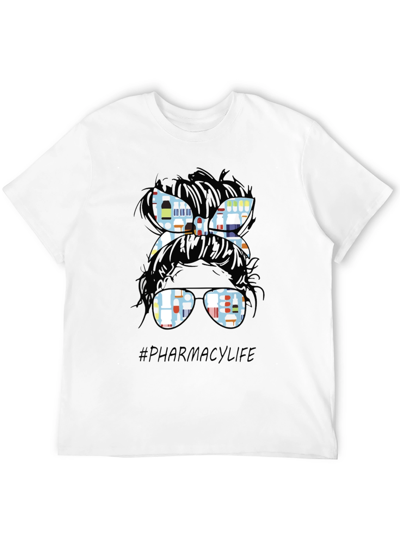 Pharmacy Life Messy Bun T-Shirt - Black