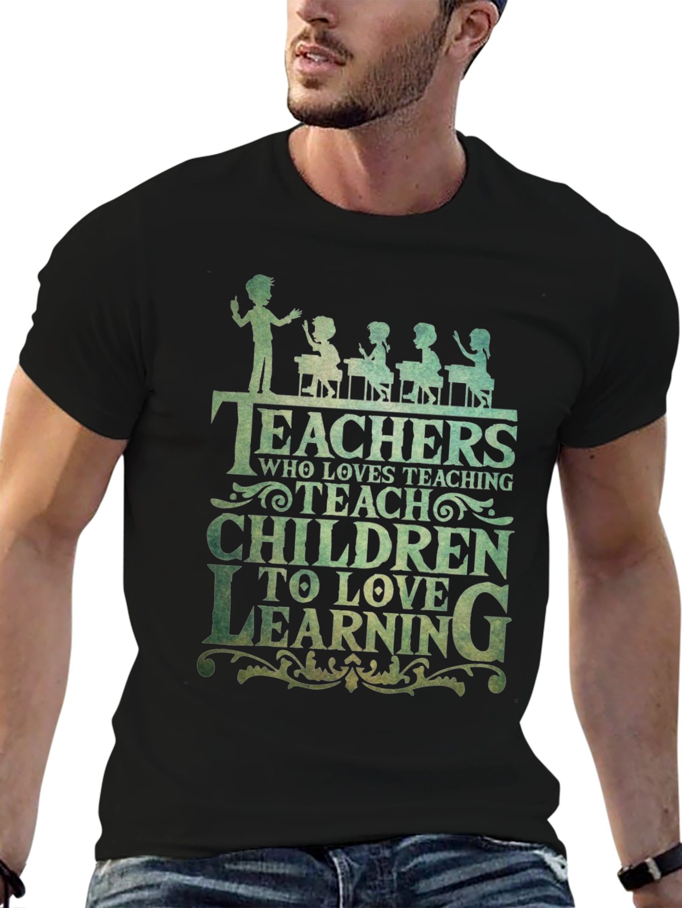 Teacher Love Teaching Graphic Tee - Black