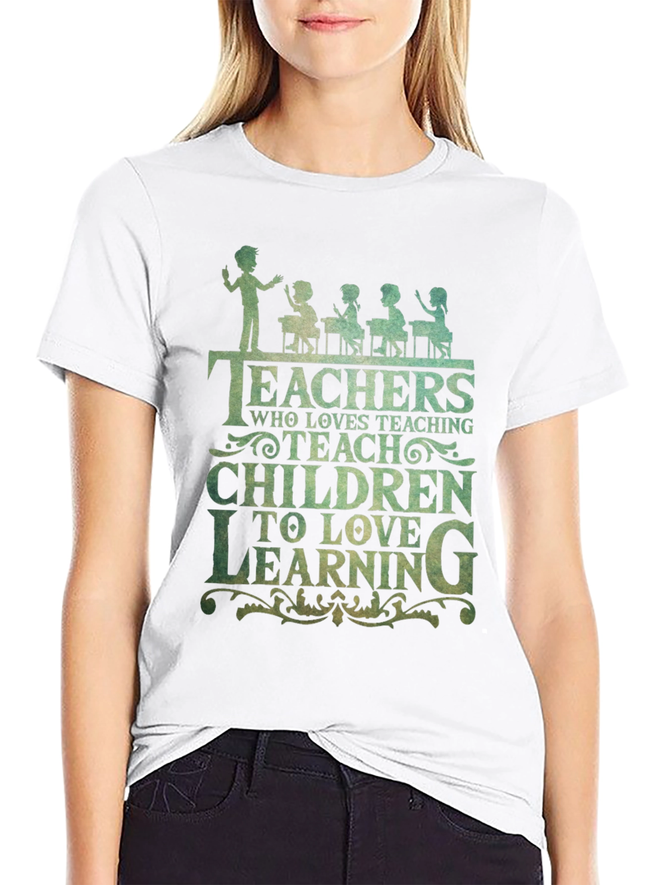 Teacher Love Teaching Graphic Tee - Black