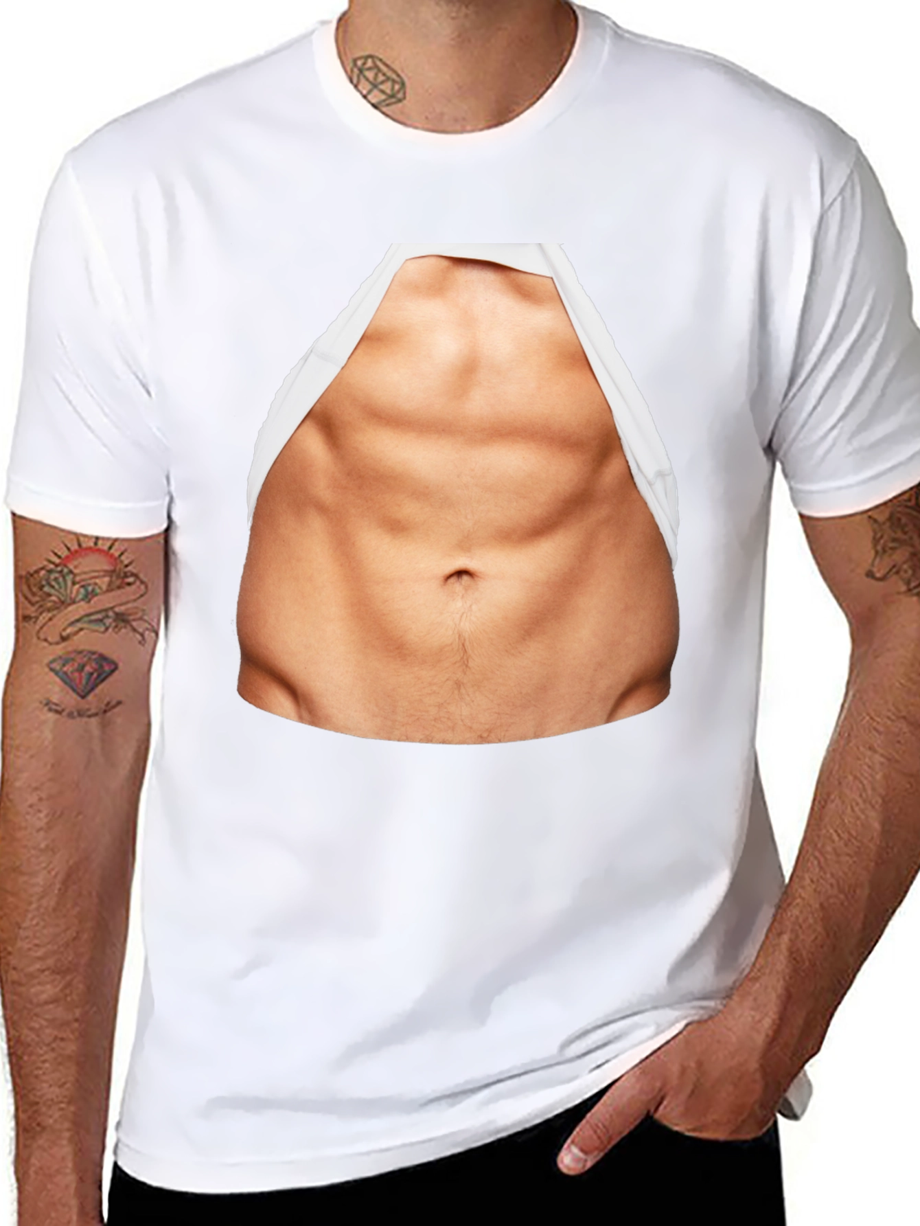 Funny Abs Print T-Shirt