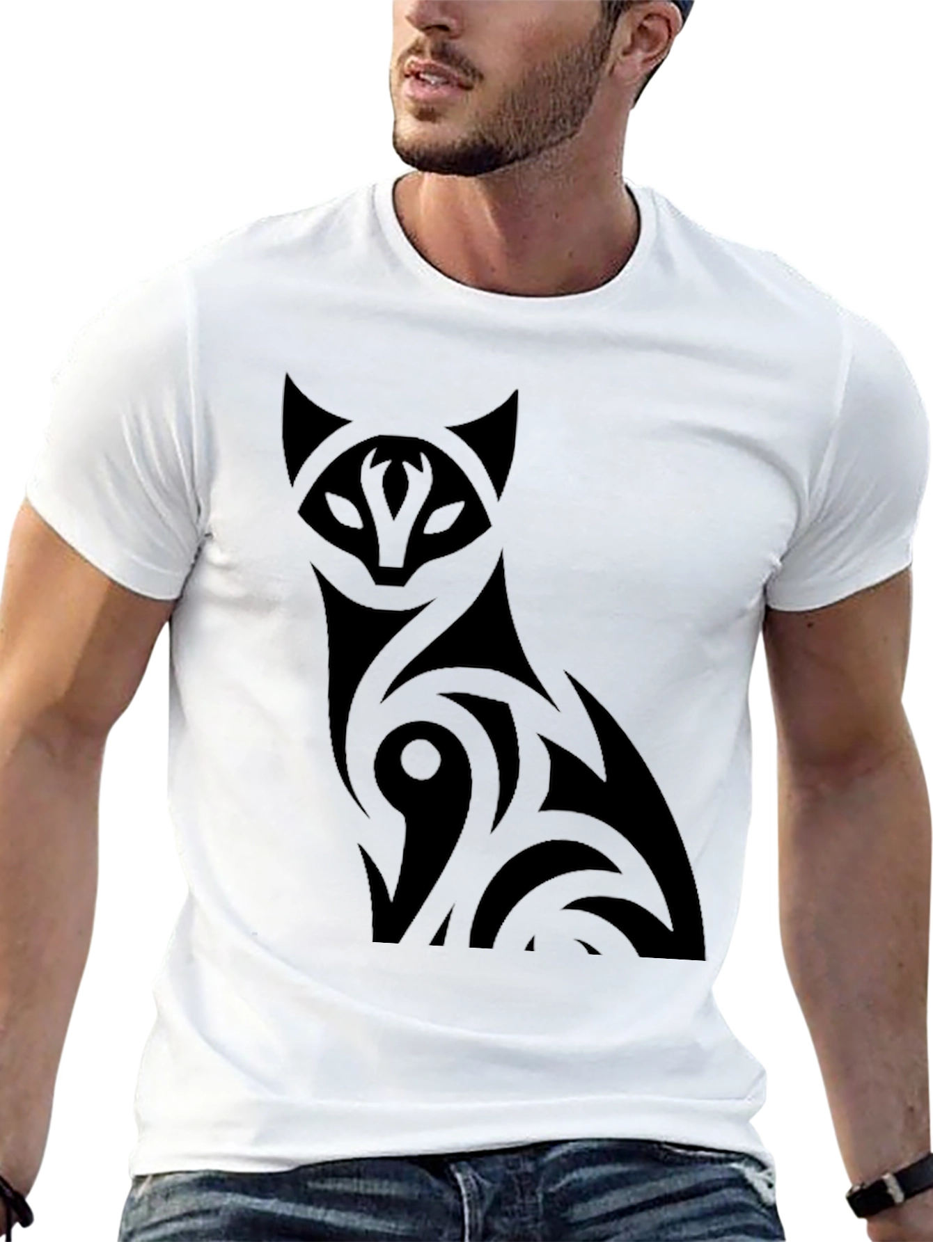 Black Cat Graphic Tee - Mens Crew Neck T-Shirt
