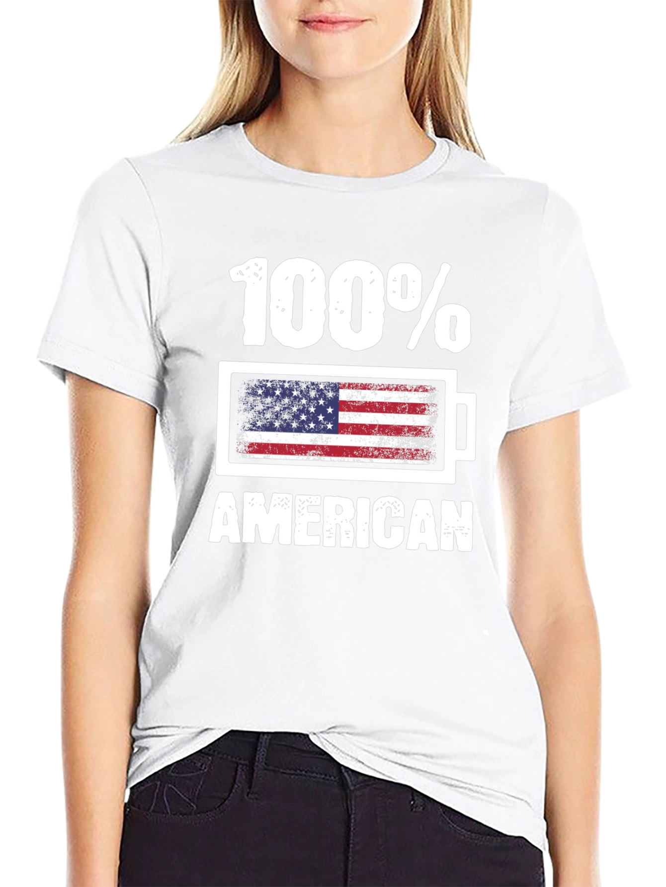 100% American USA Flag Battery Graphic T-Shirt