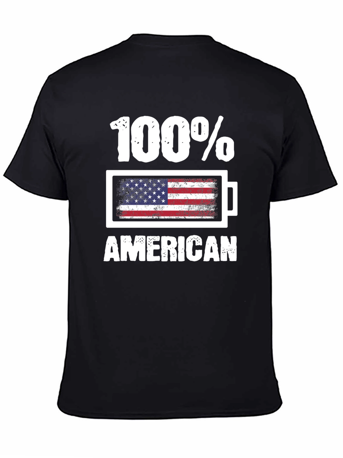 100% American USA Flag Battery Graphic T-Shirt