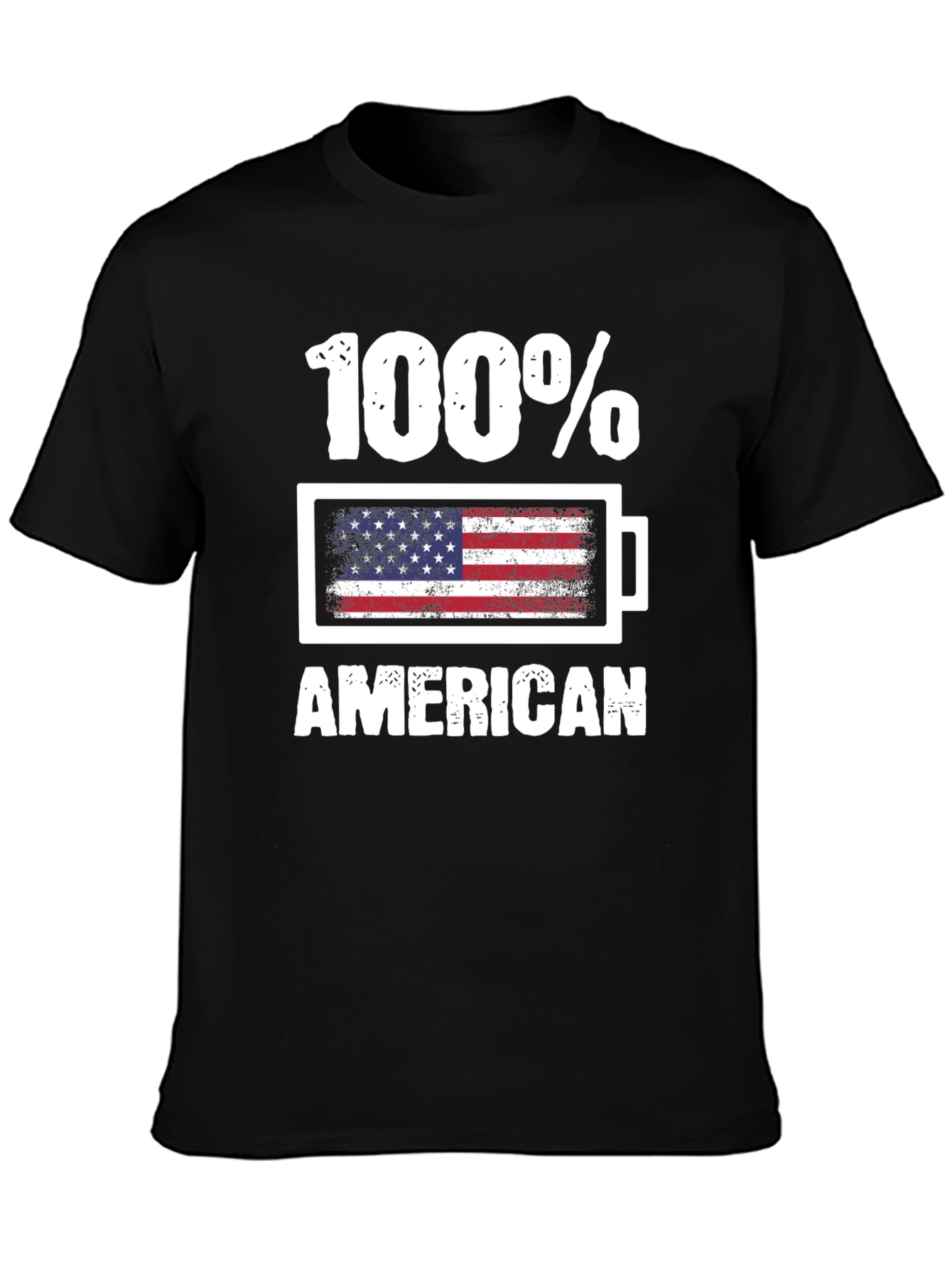 100% American USA Flag Battery Graphic T-Shirt