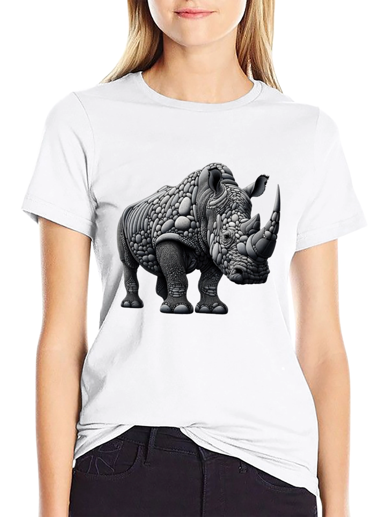 Abstract Rhinoceros Graphic Tee - Black