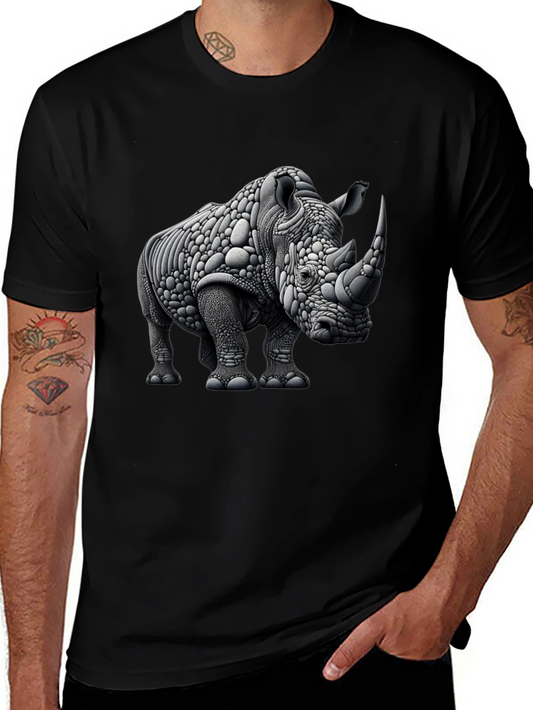 Abstract Rhinoceros Graphic Tee - Black